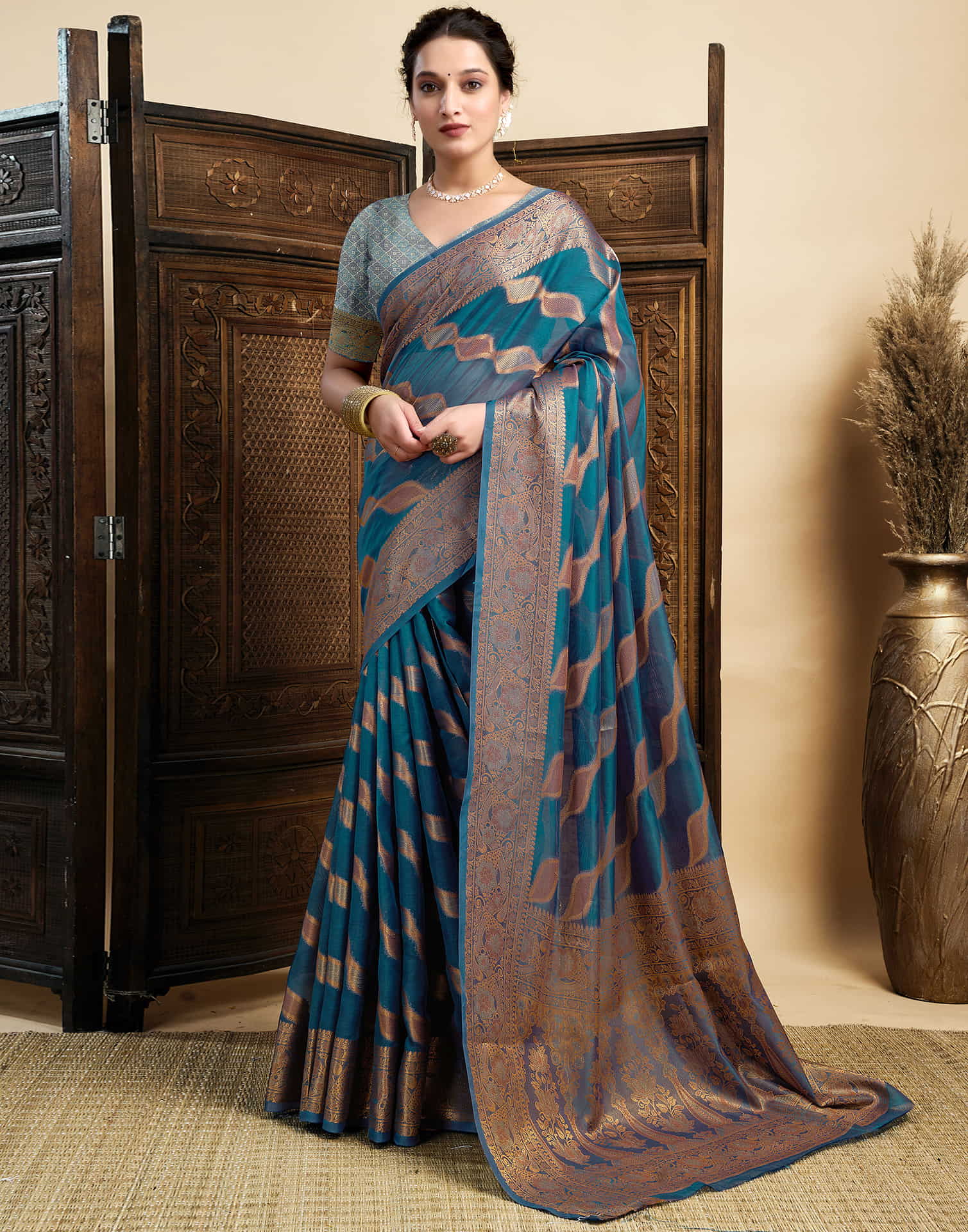 Blue Silk Woven Saree