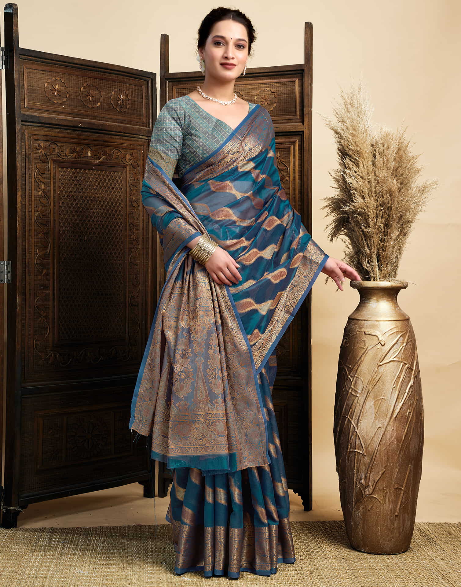 Blue Silk Woven Saree