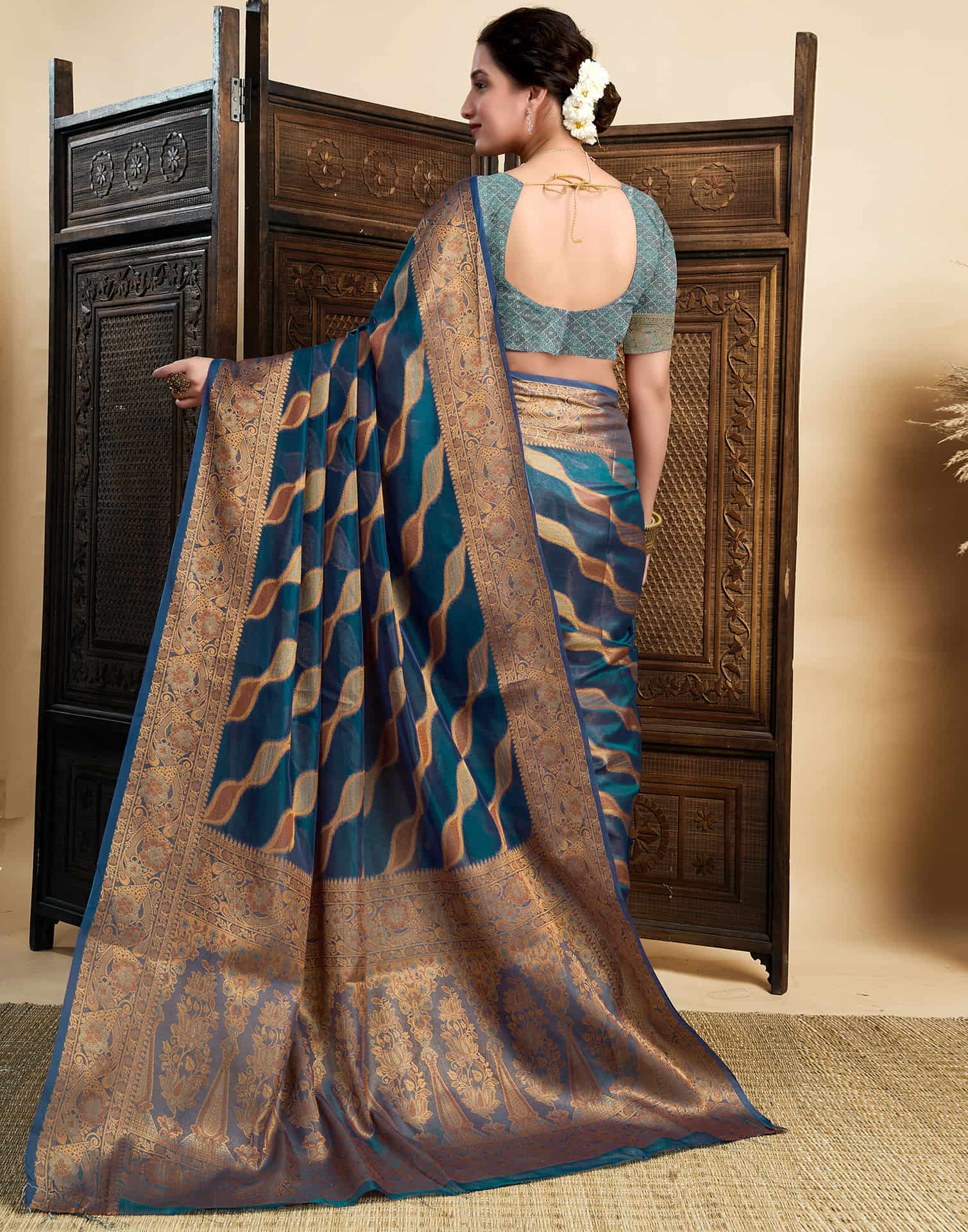 Blue Silk Woven Saree