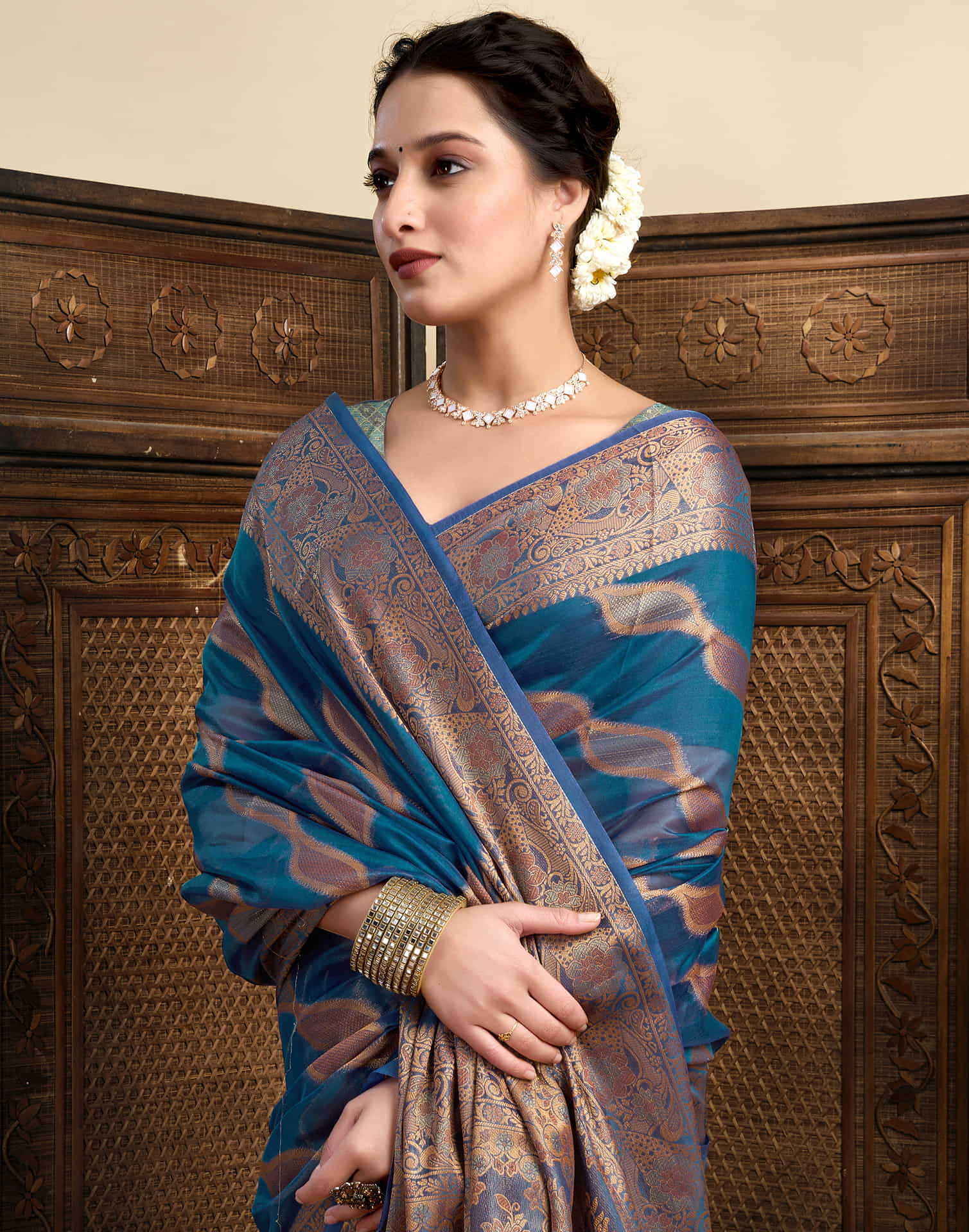 Blue Silk Woven Saree