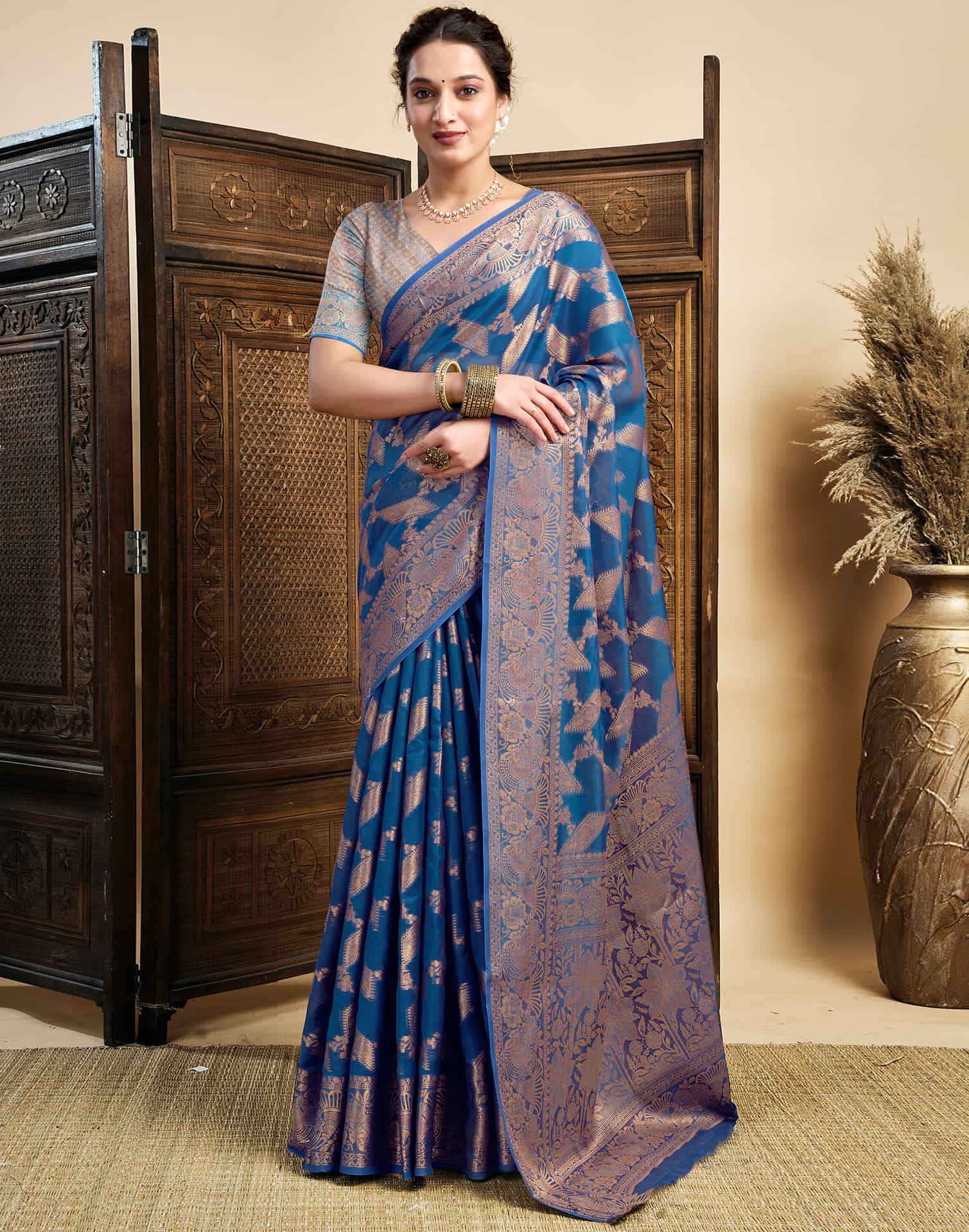 Blue Silk Woven Saree
