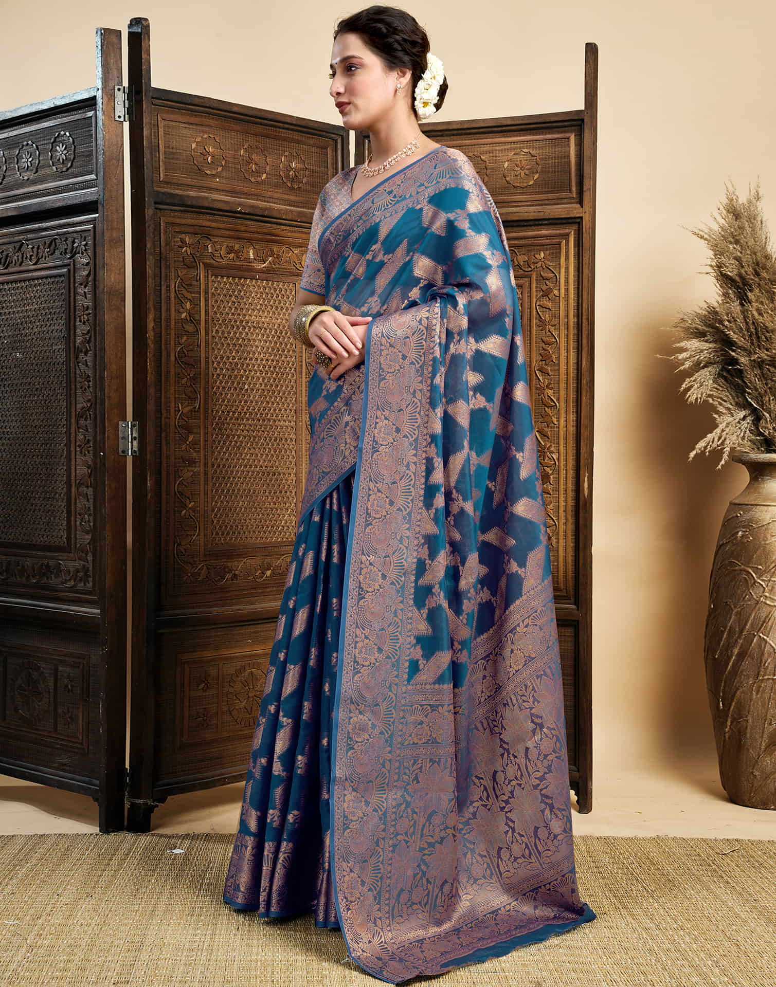 Blue Silk Woven Saree