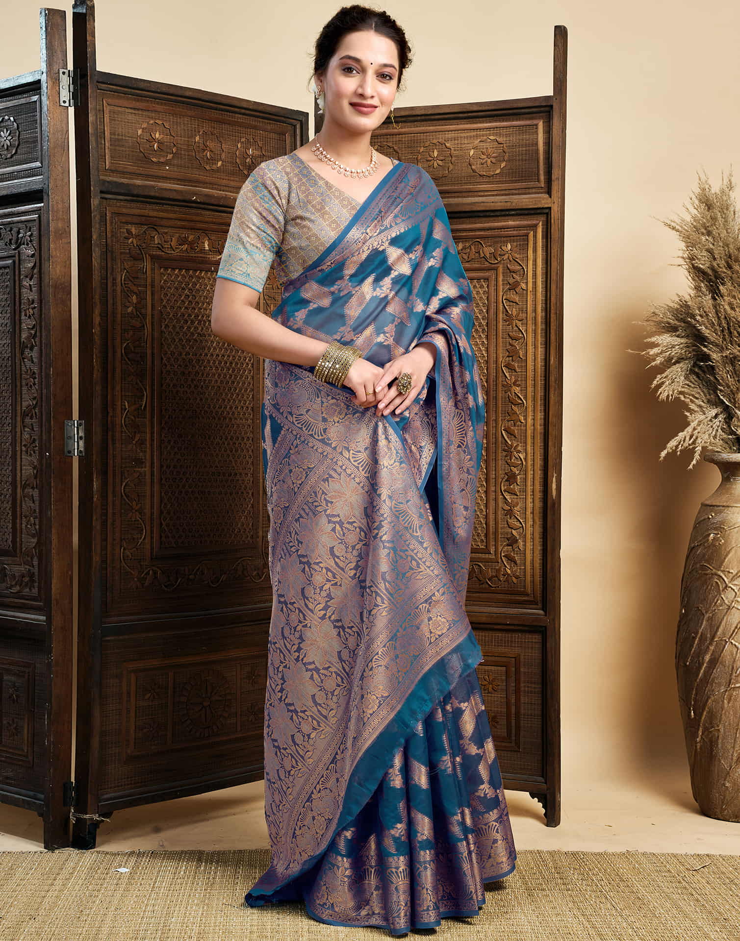 Blue Silk Woven Saree
