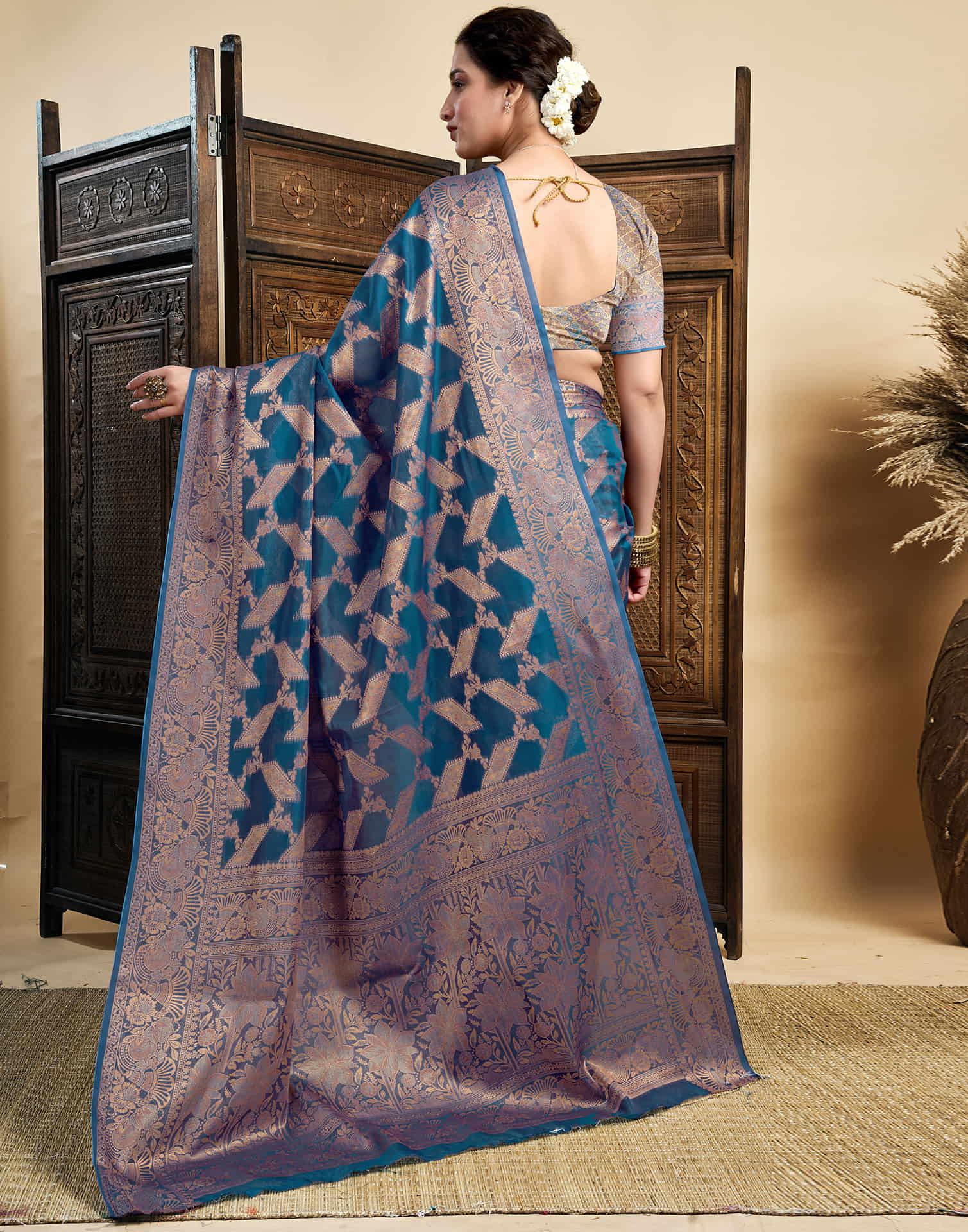 Blue Silk Woven Saree