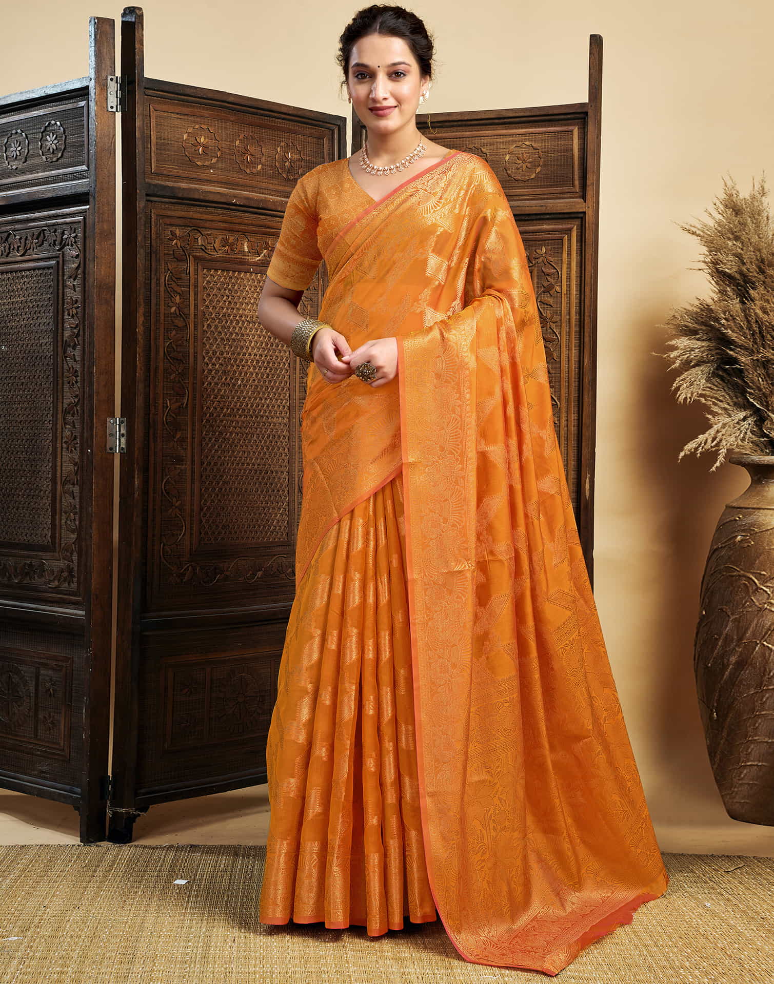 Turmeric Yellow Silk Woven Saree