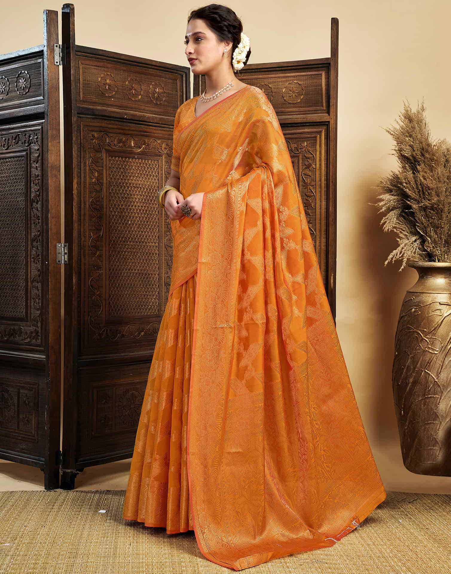 Turmeric Yellow Silk Woven Saree