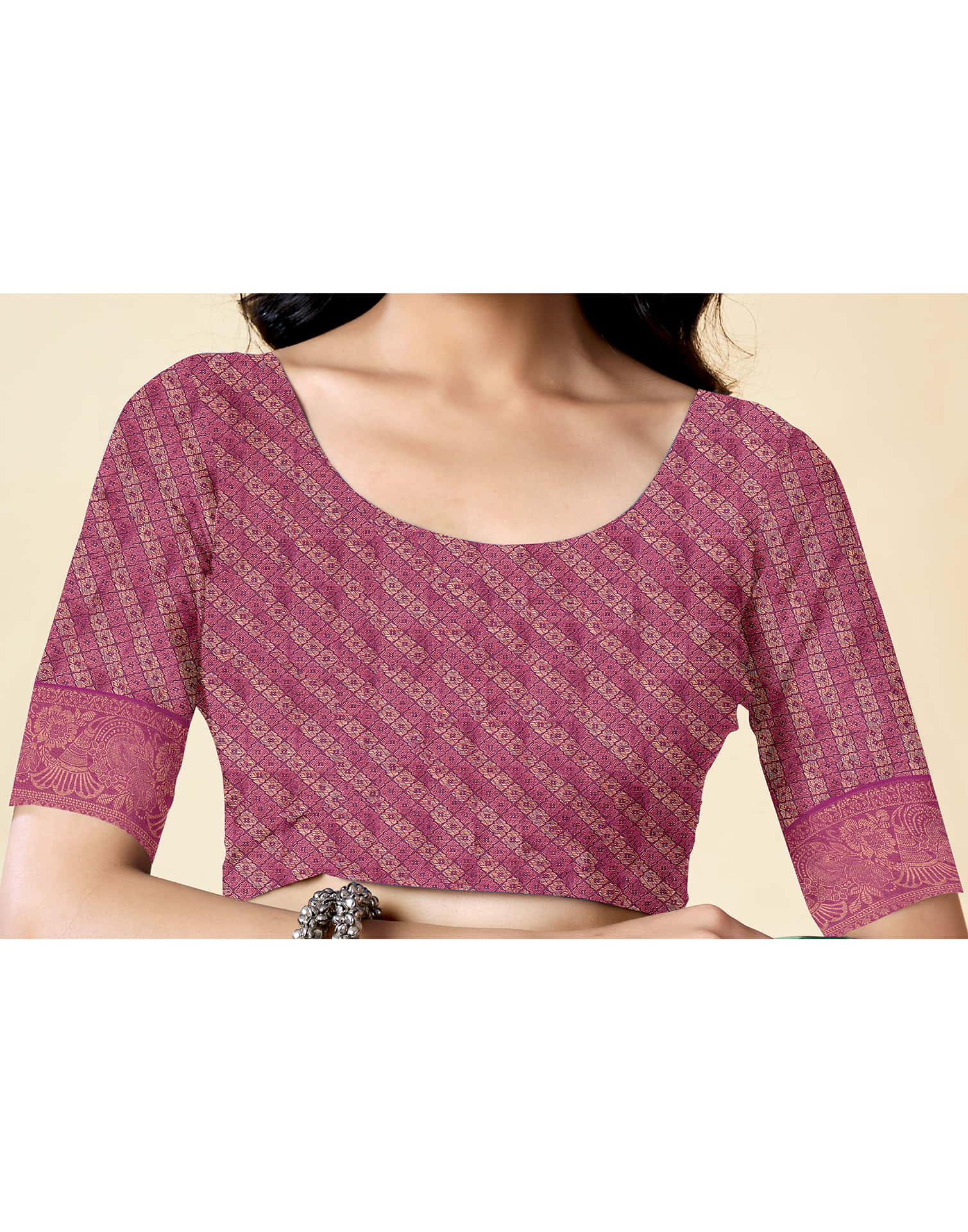 Wine Silk Woven Saree