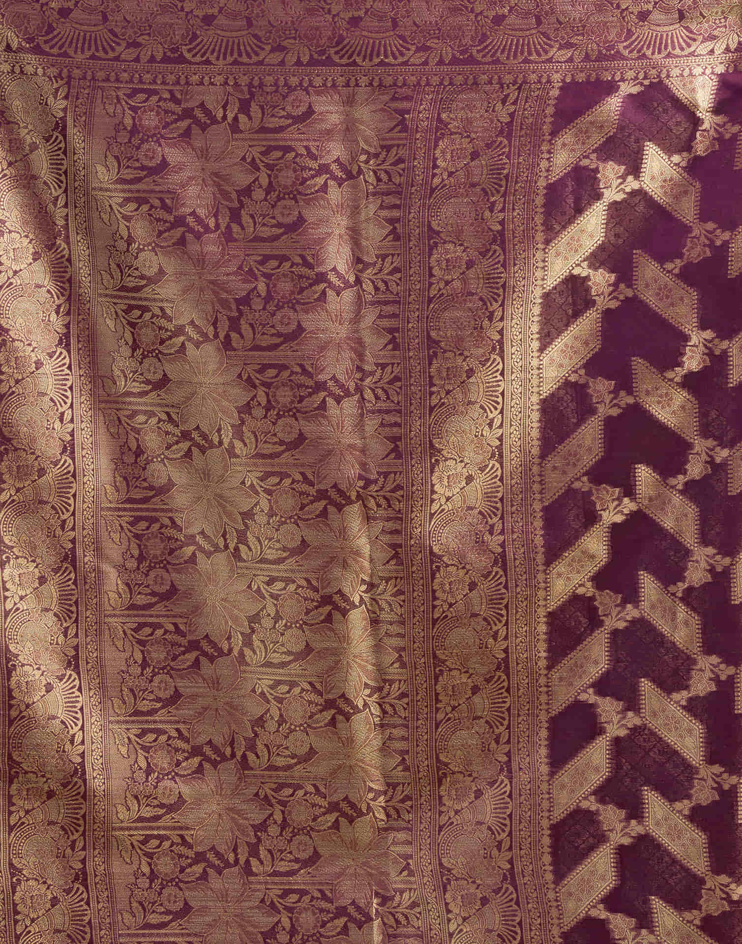 Wine Silk Woven Saree