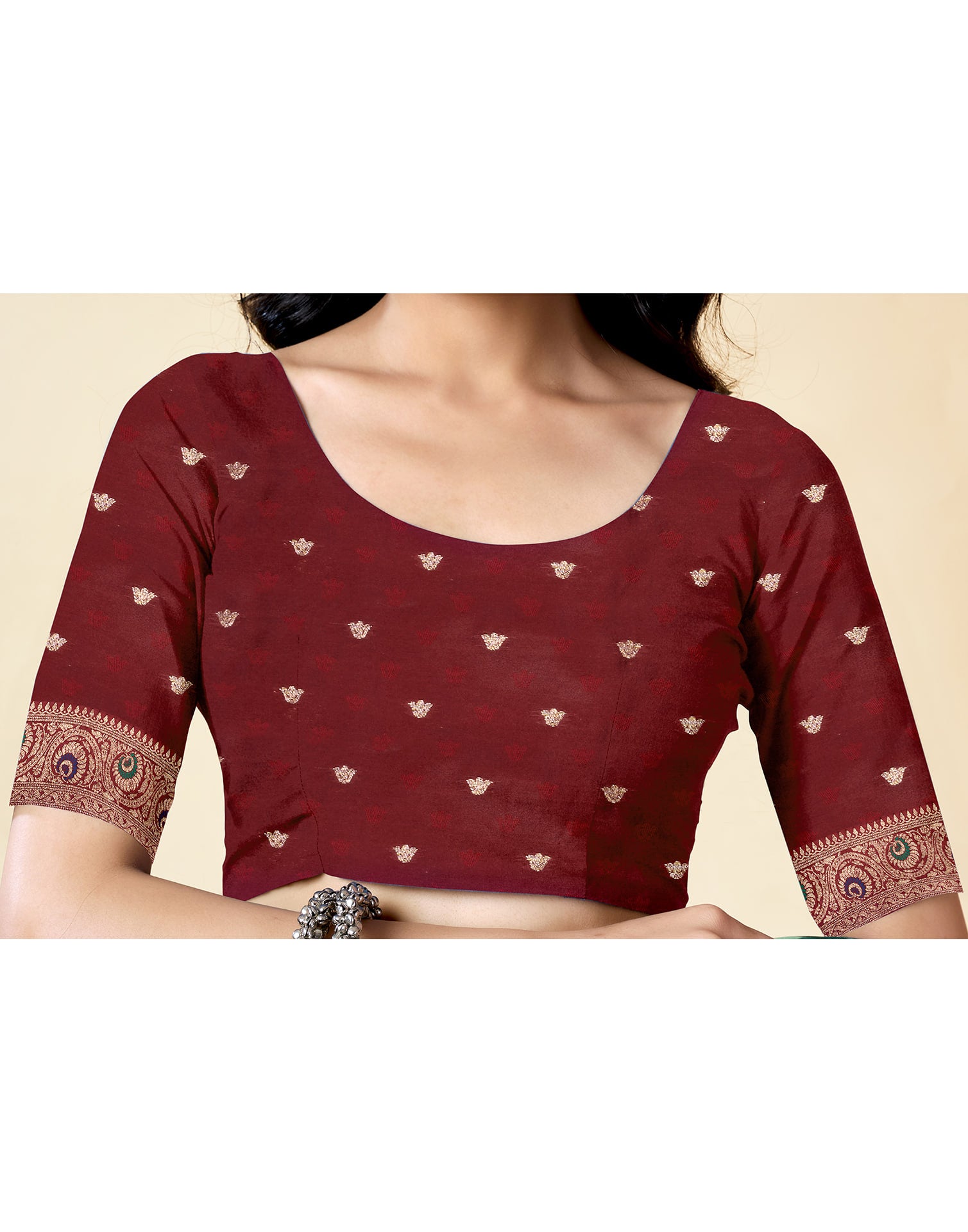 Maroon Silk Woven Banarasi Saree