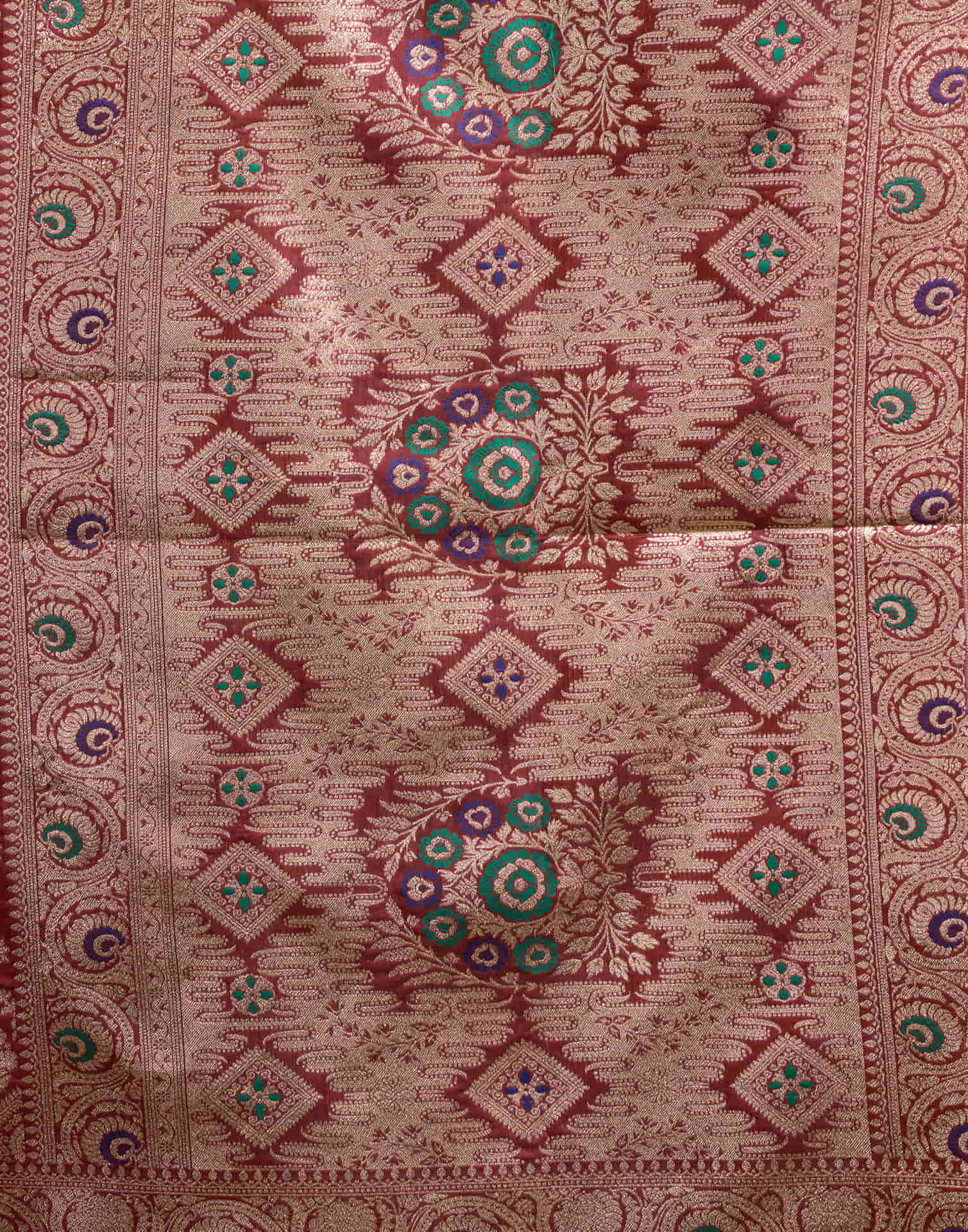 Maroon Silk Woven Banarasi Saree