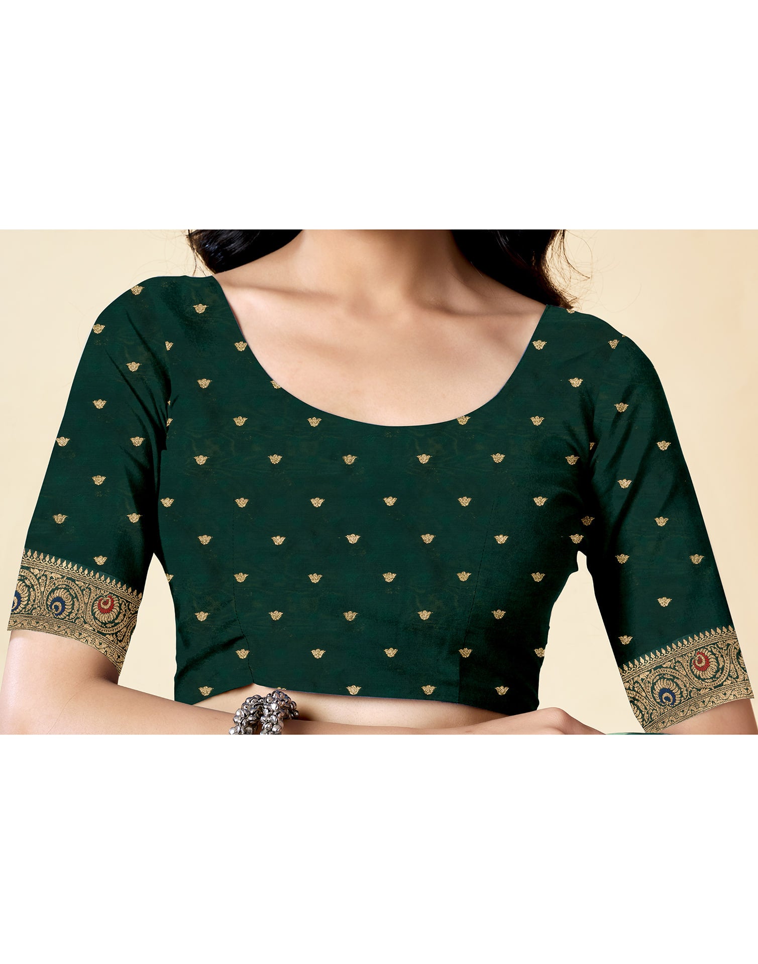 Dark Green Silk Woven Banarasi Saree