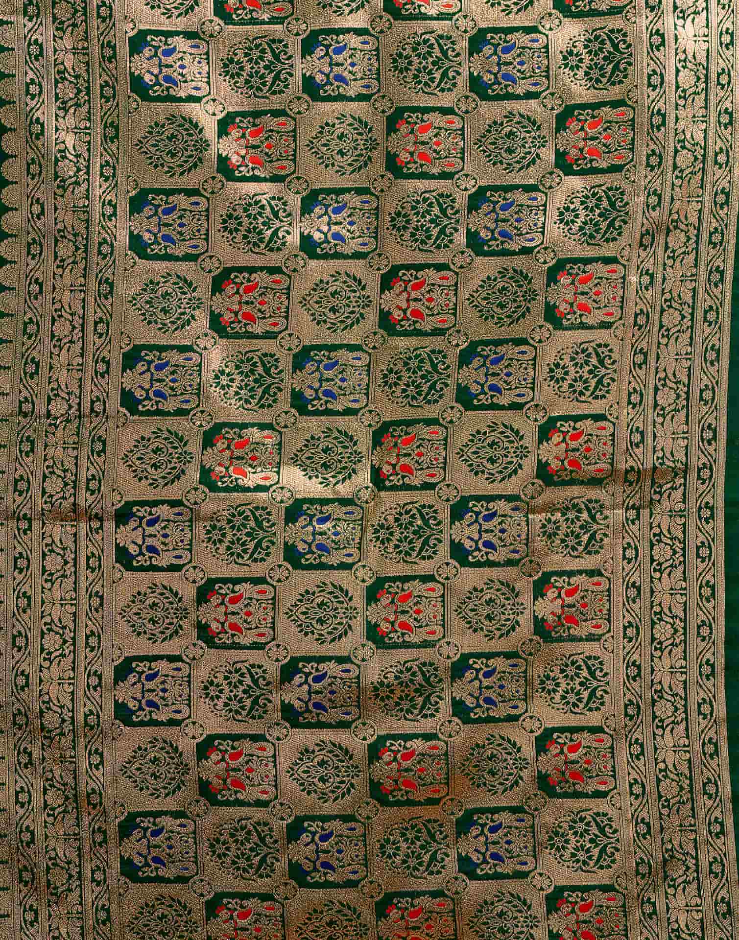 Dark Green Silk Woven Banarasi Saree
