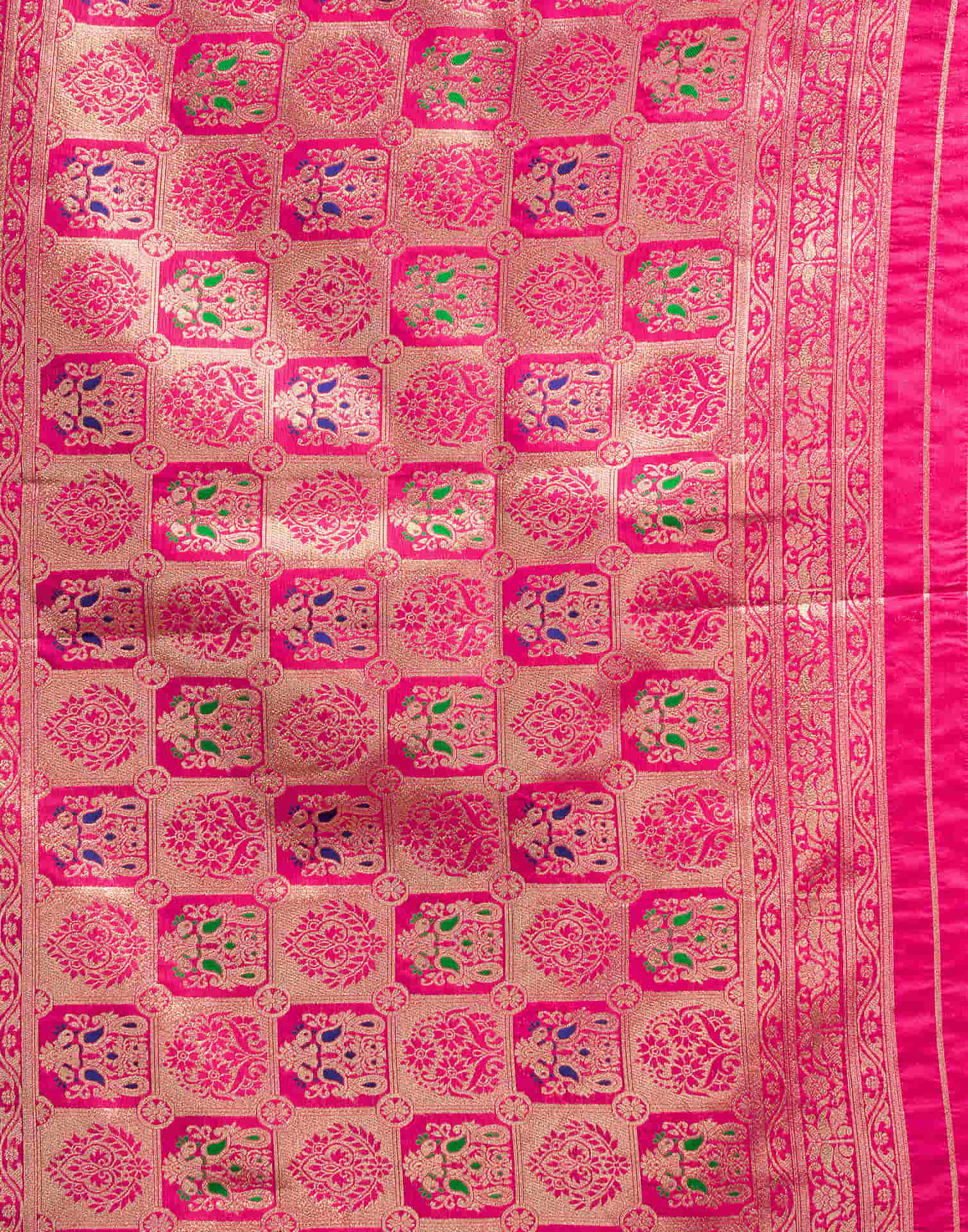 Rani Pink Silk Woven Banarasi Saree
