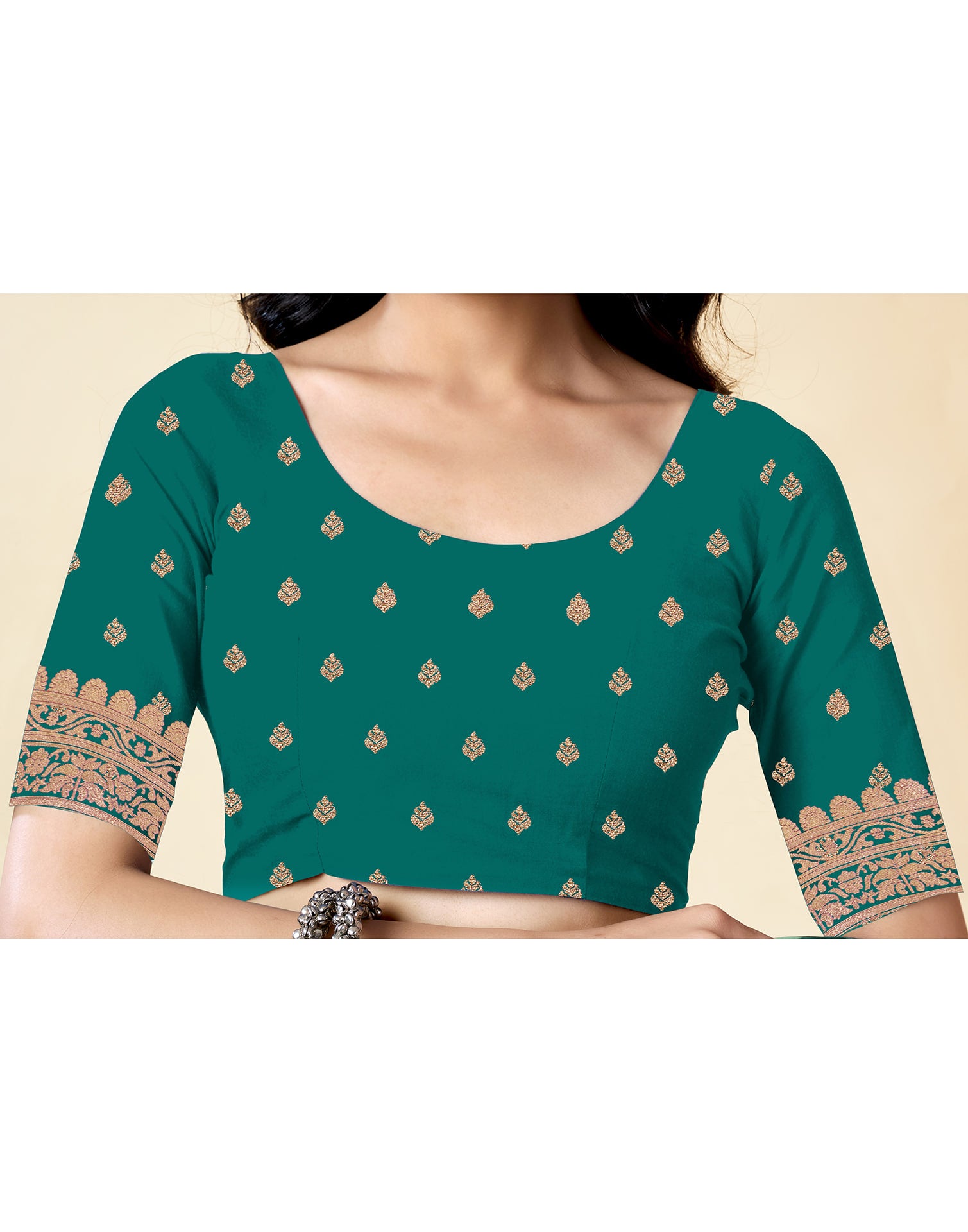 Teal Green Silk Woven Banarasi Saree