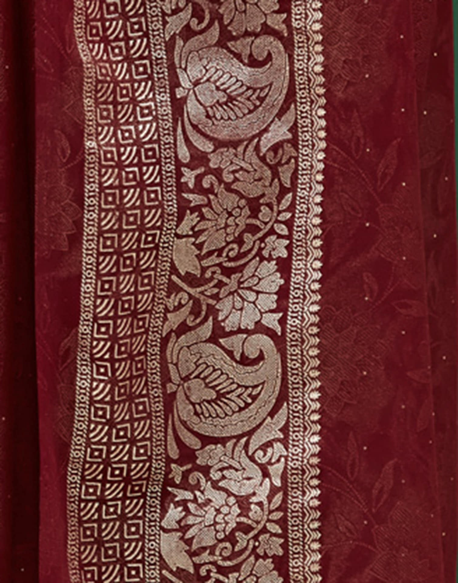 Maroon Georgette Stone Work Embellished Saree