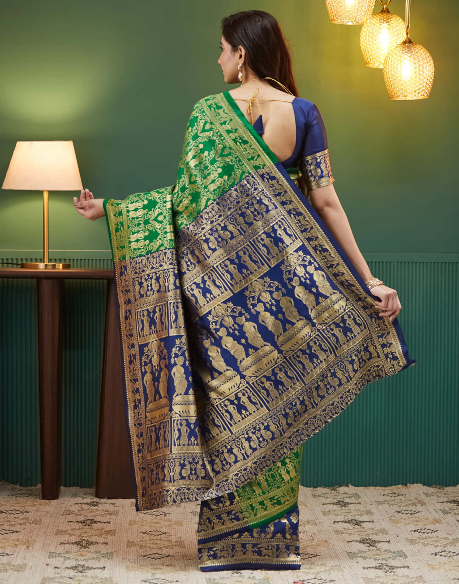 Navy Blue Silk Woven Banarasi Saree