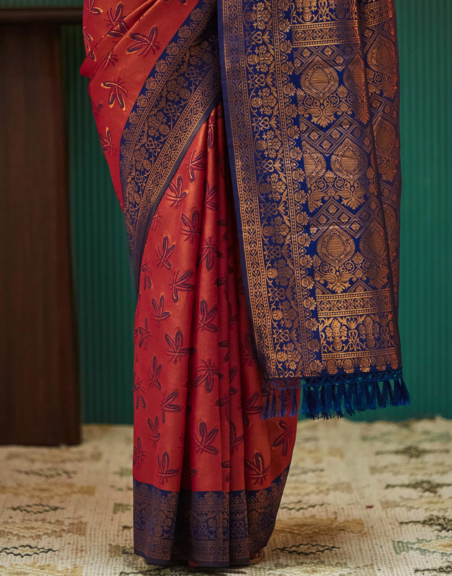 Navy Blue Silk Woven Banarasi Saree