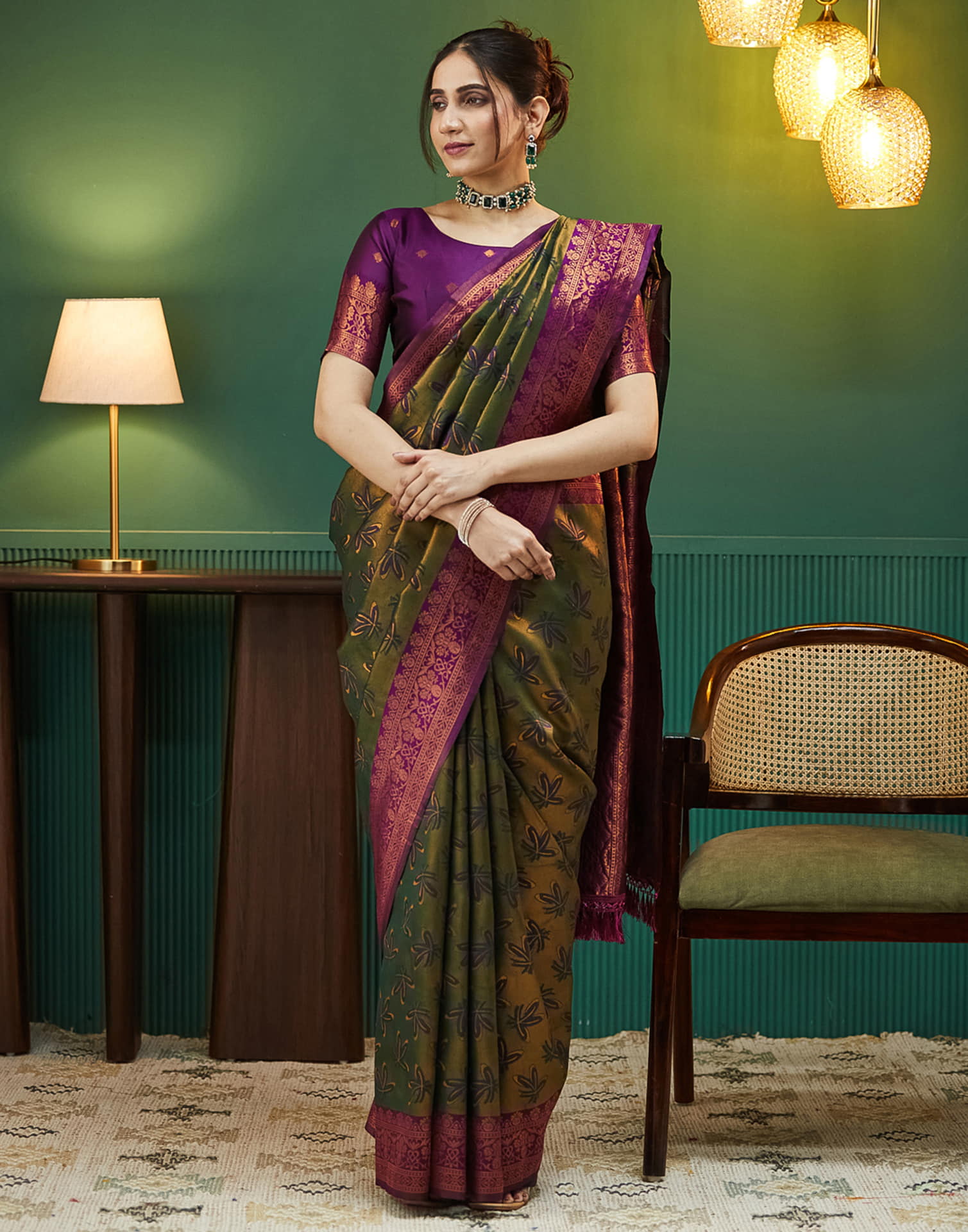 Dark Purple Silk Woven Banarasi Saree