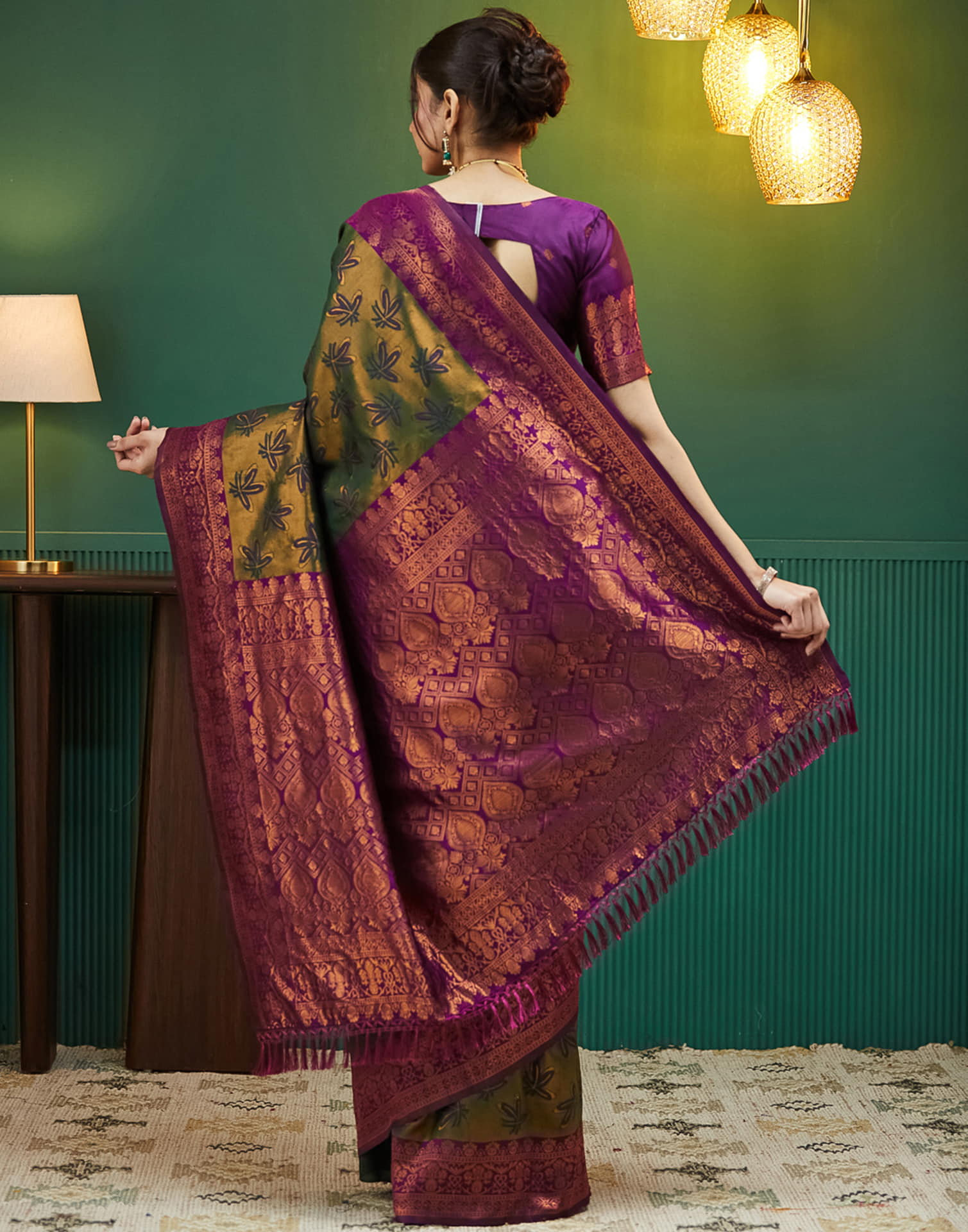 Dark Purple Silk Woven Banarasi Saree