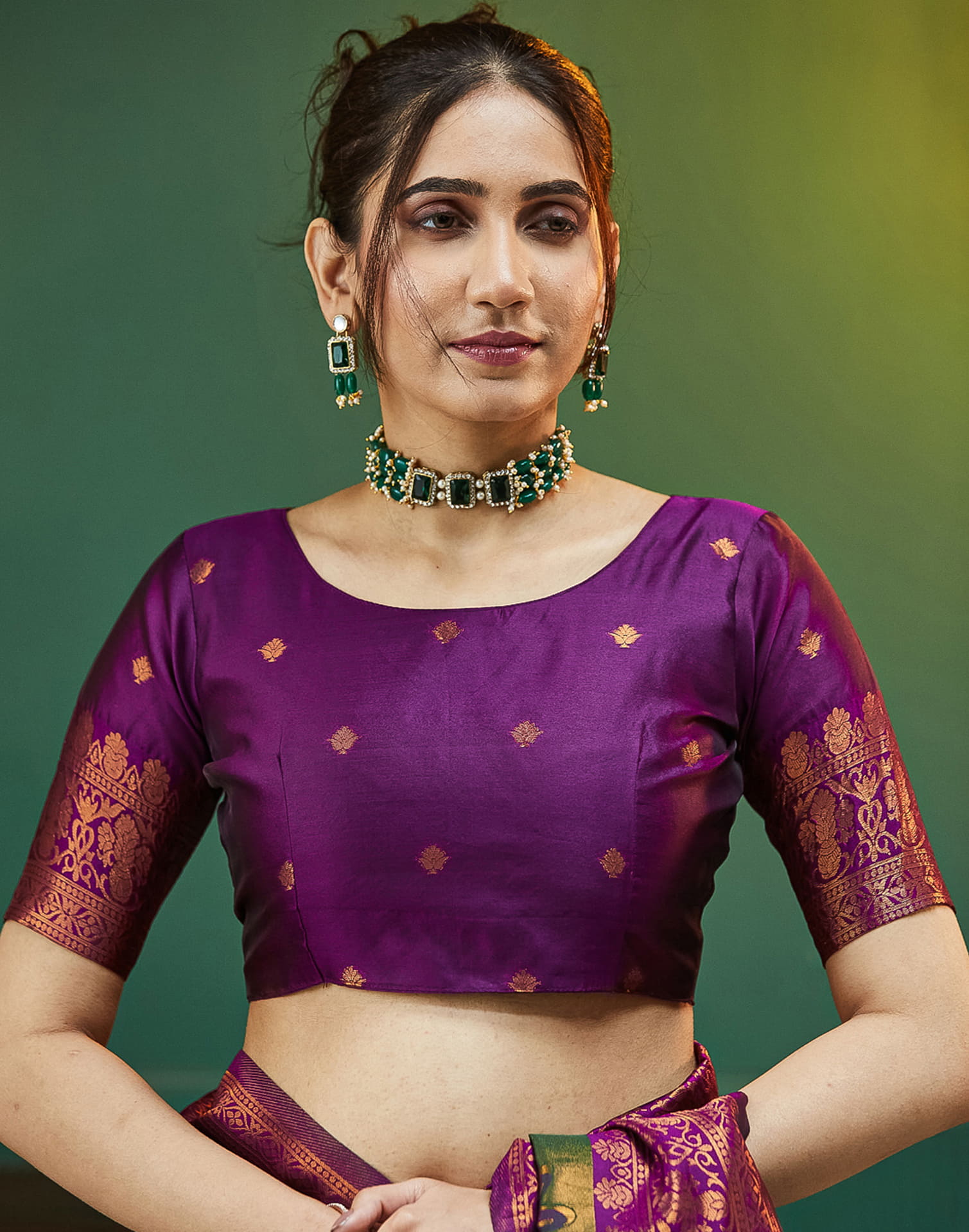Dark Purple Silk Woven Banarasi Saree