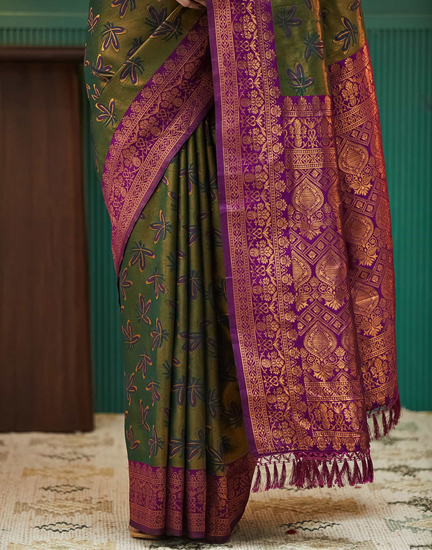 Dark Purple Silk Woven Banarasi Saree