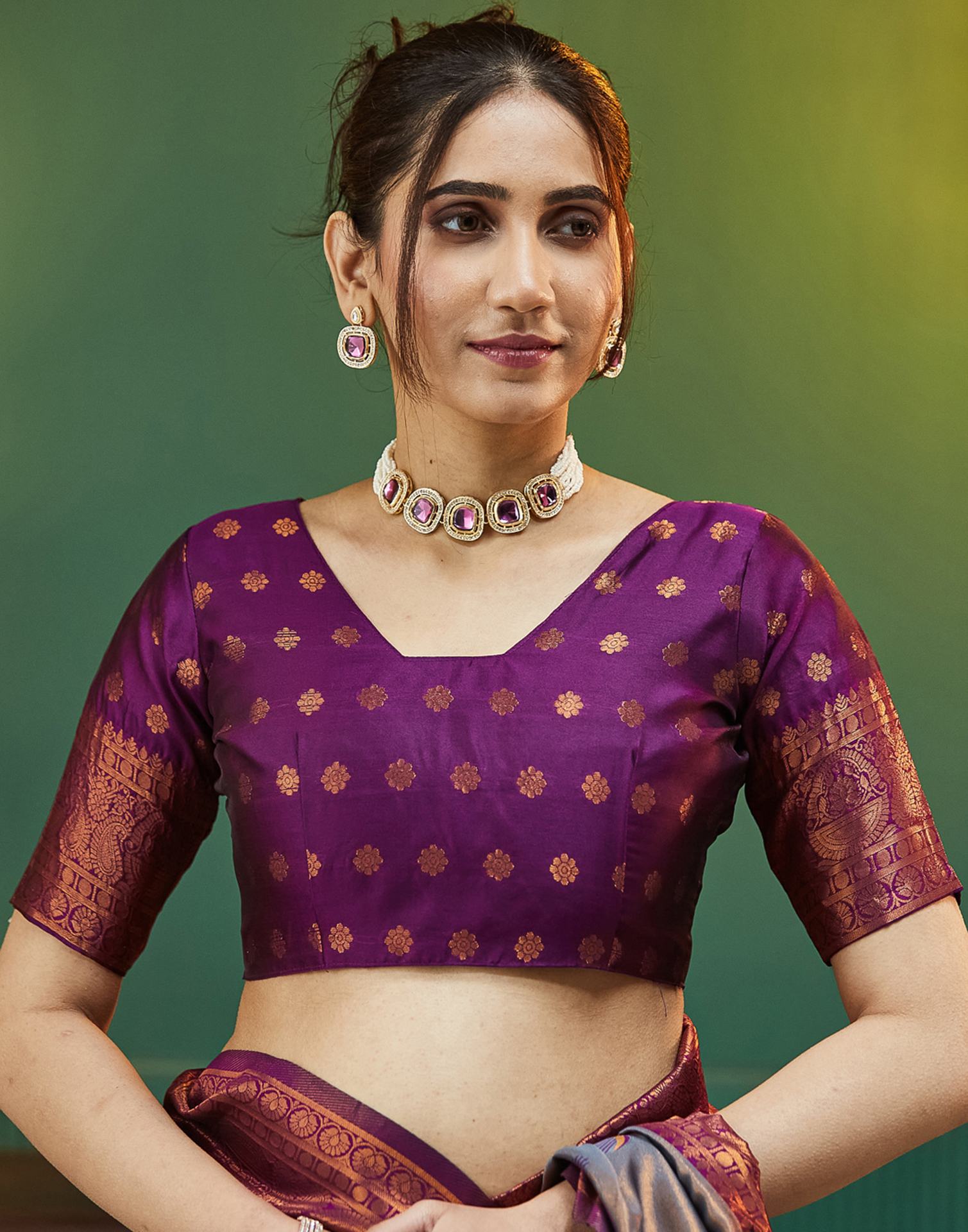 Grey Silk Woven Banarasi Saree