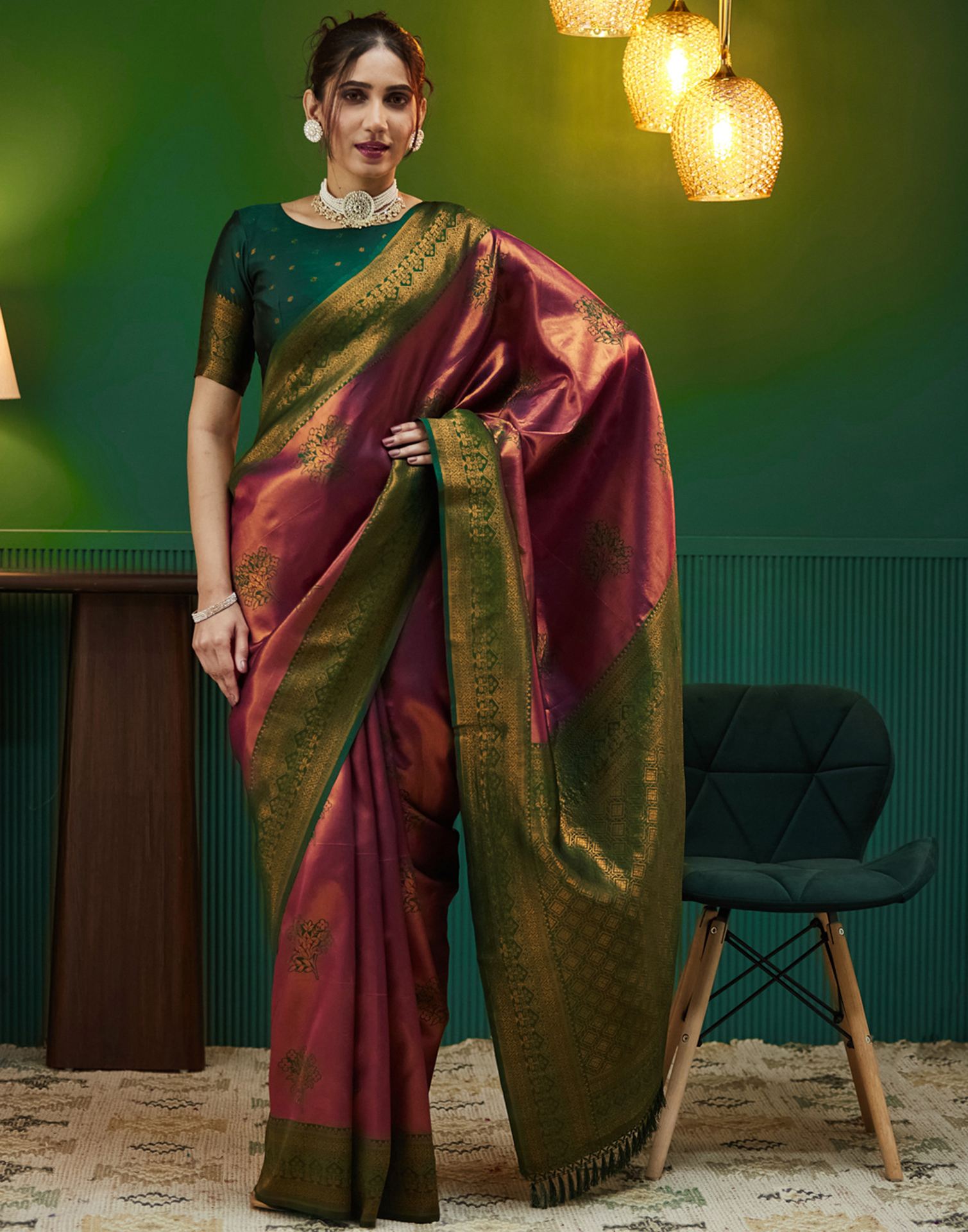 Dark Green Silk Woven Banarasi Saree