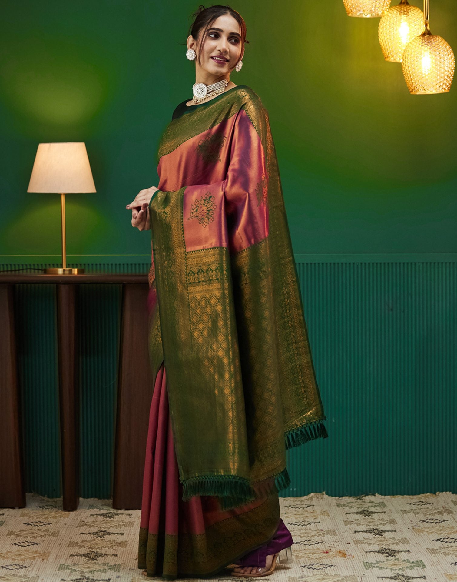 Dark Green Silk Woven Banarasi Saree