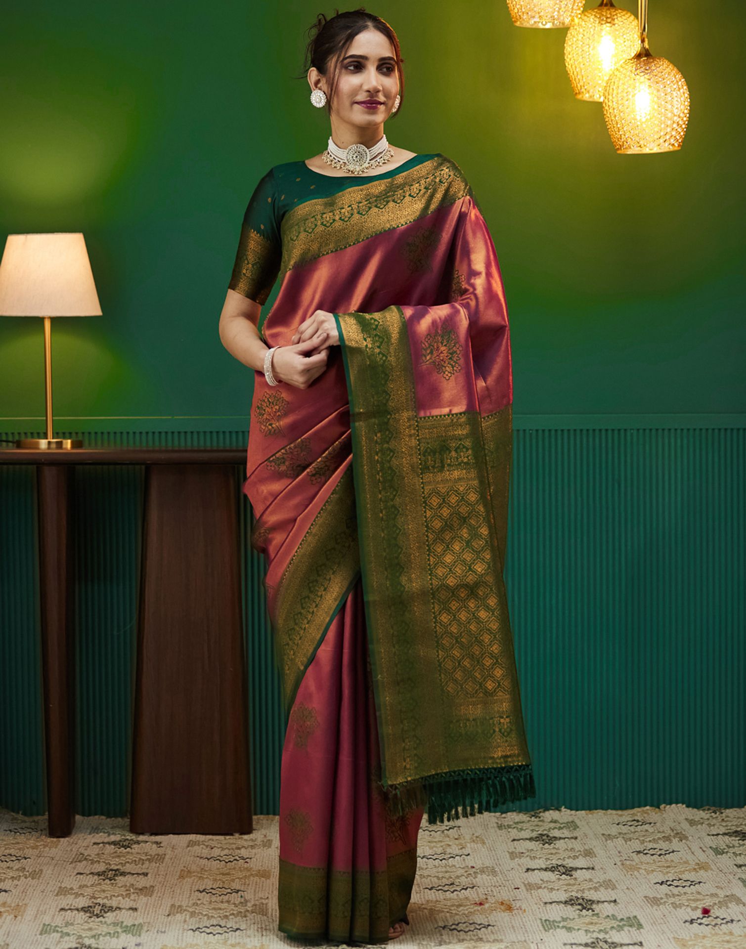 Dark Green Silk Woven Banarasi Saree