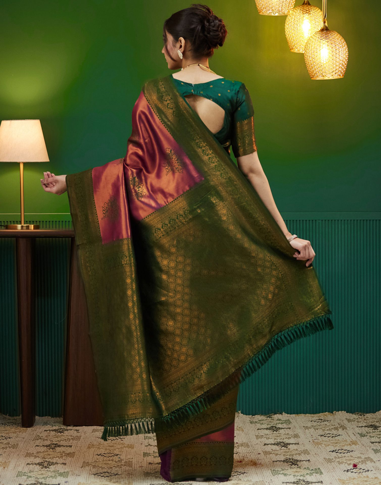 Dark Green Silk Woven Banarasi Saree