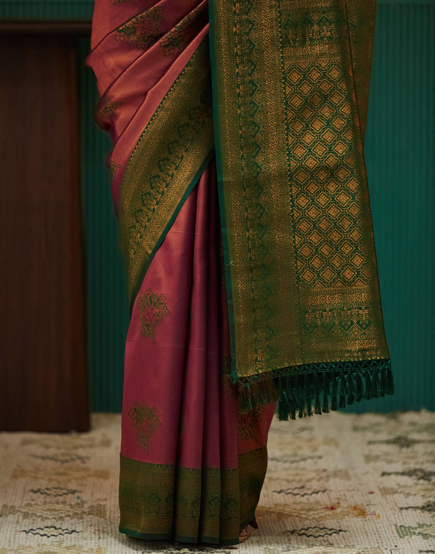 Dark Green Silk Woven Banarasi Saree