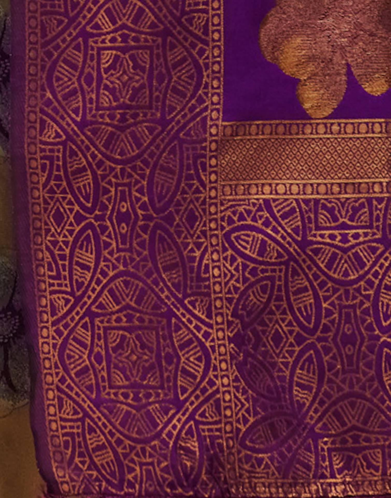 Dark Purple Silk Woven Banarasi Saree