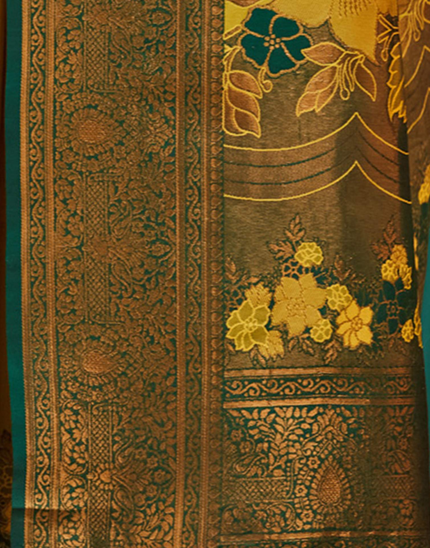 Lime Green Silk Woven Saree