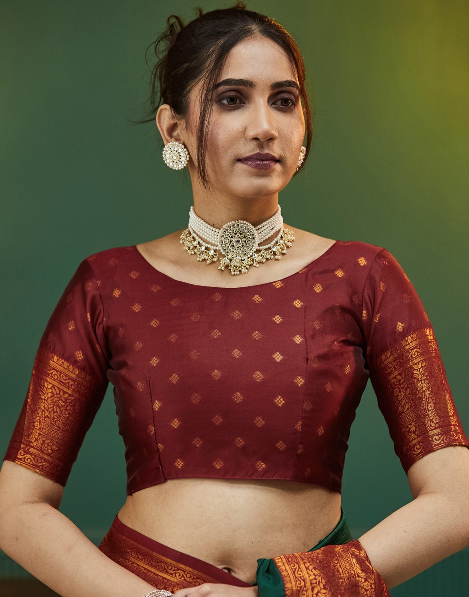 Dark Green Silk Woven Saree