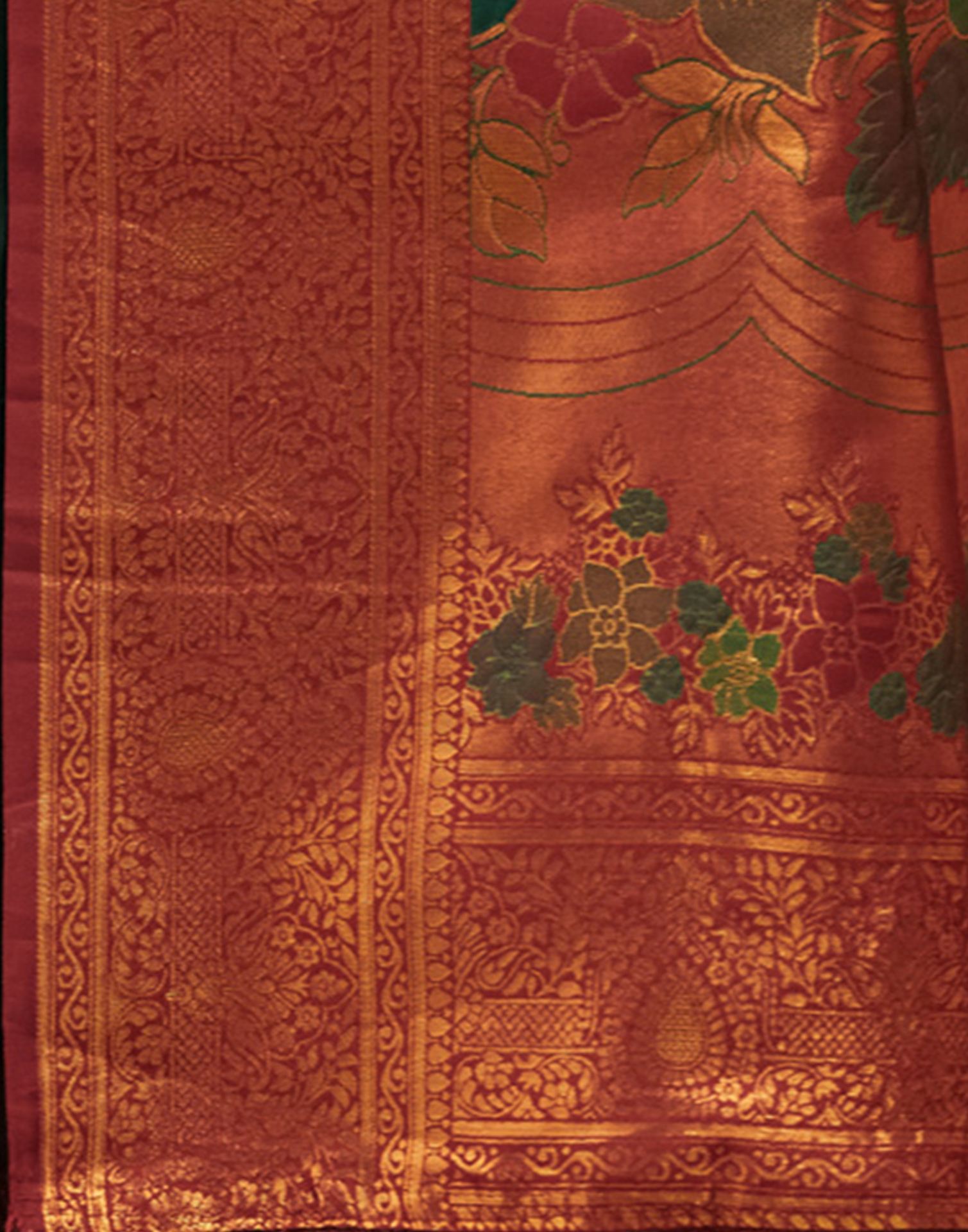 Dark Green Silk Woven Saree