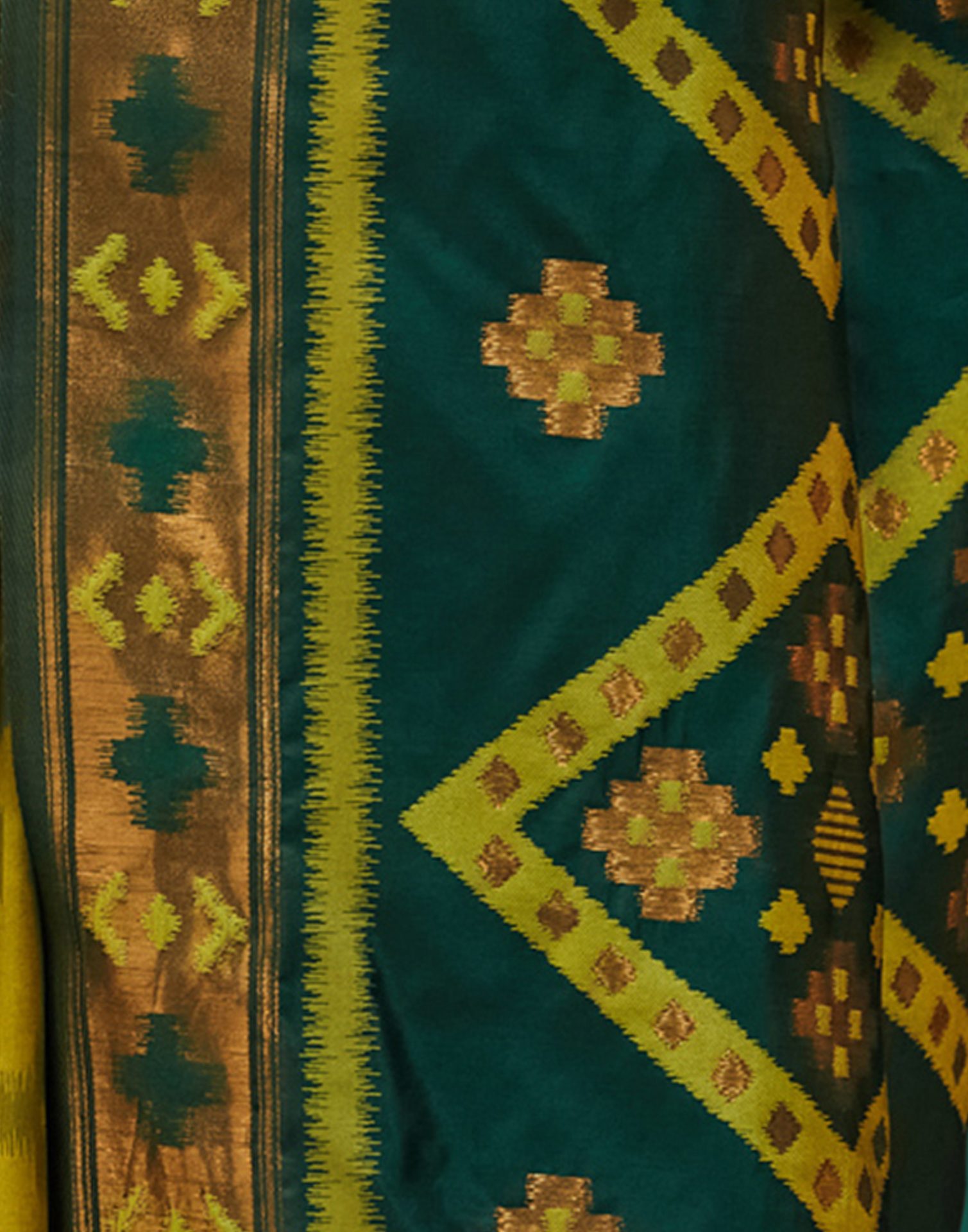Lime Green Silk Woven Saree