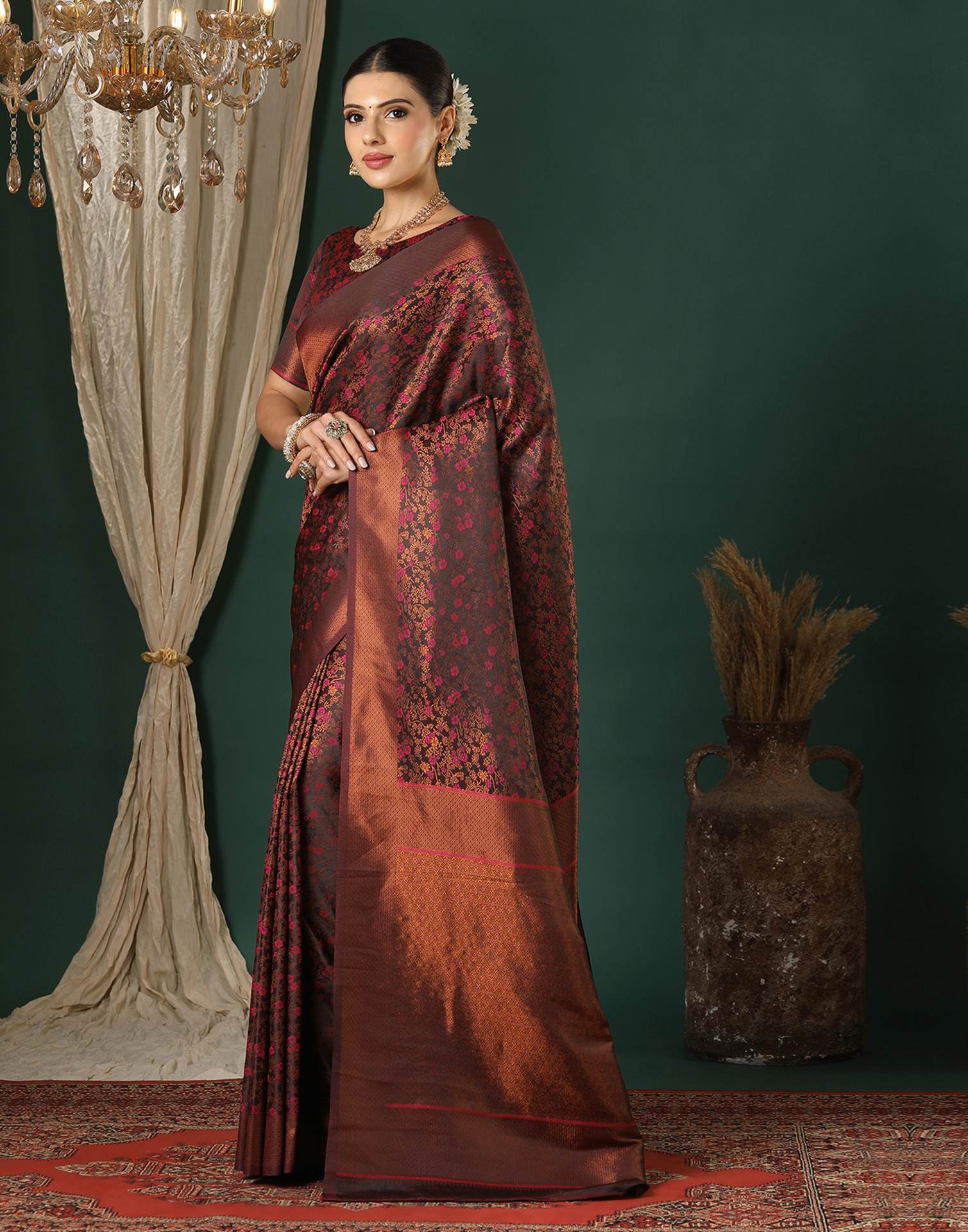 Black Silk Woven Saree