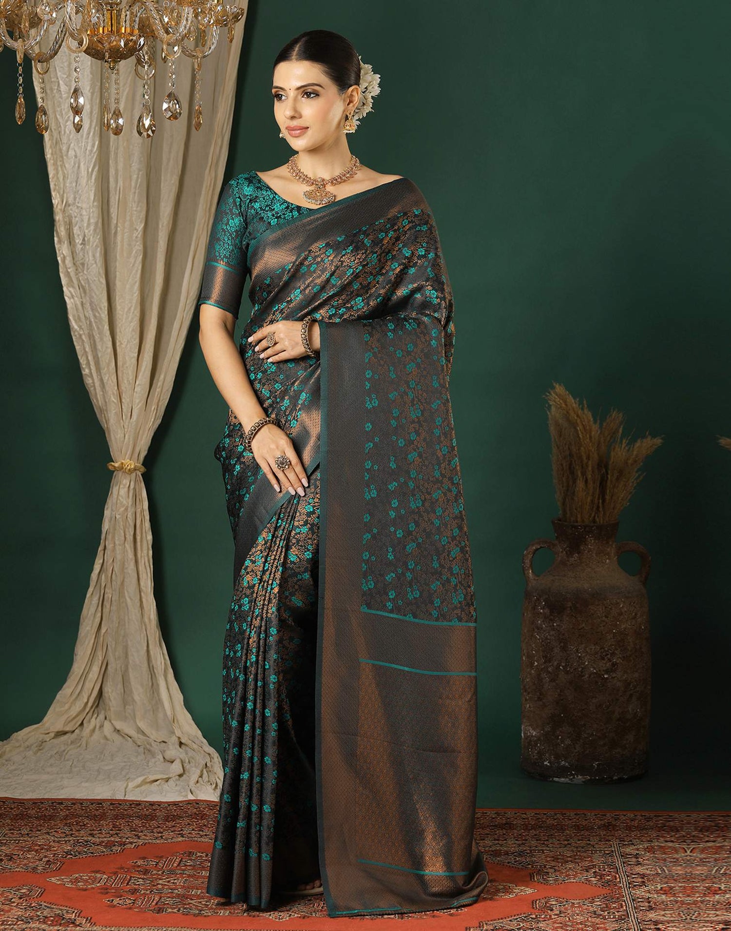 Black Silk Woven Saree