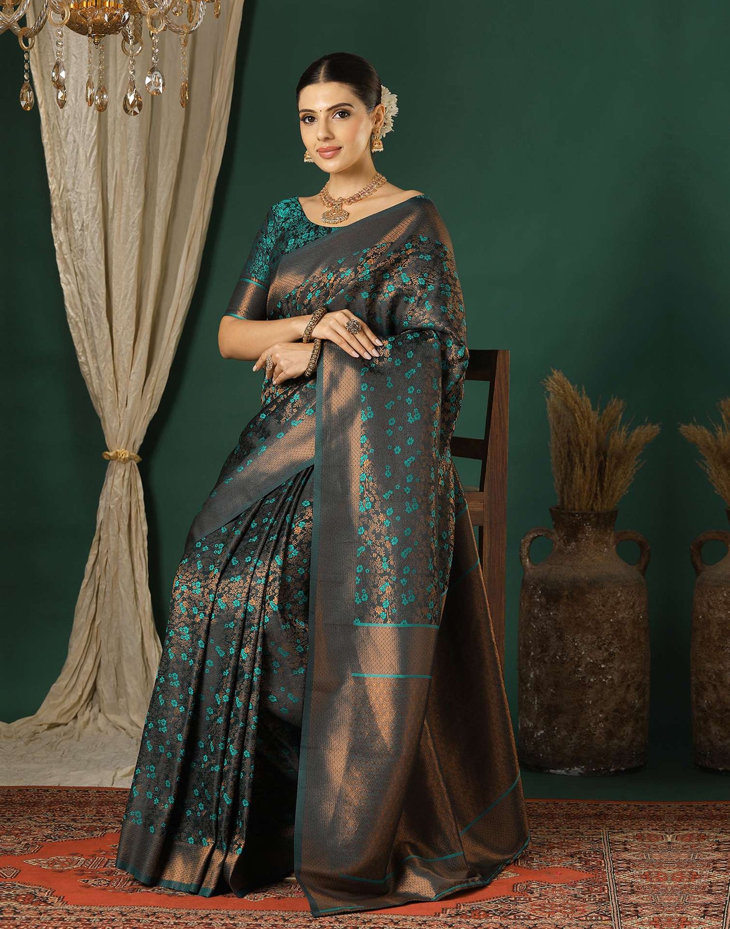 Black Silk Woven Saree