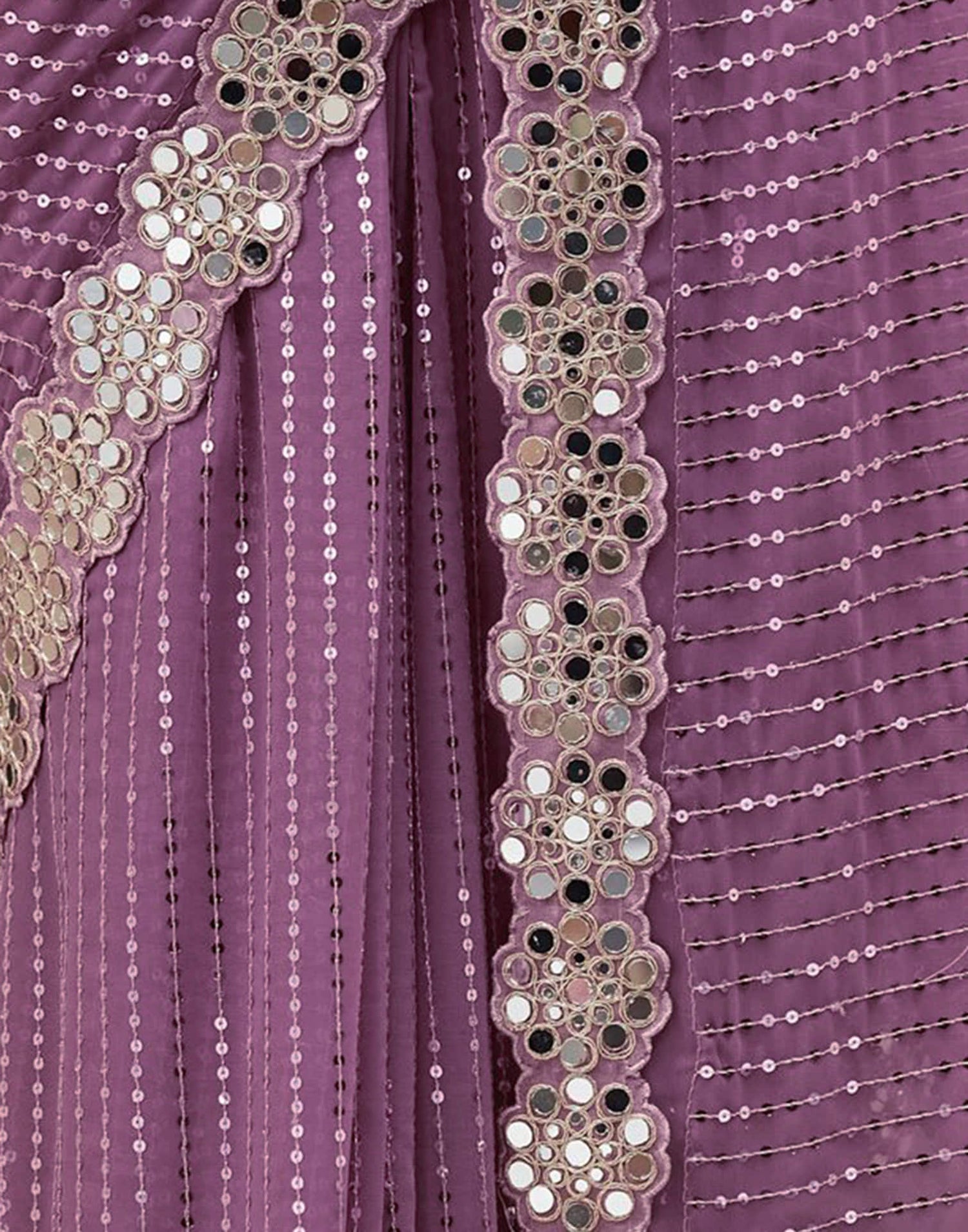Mauve Georgette Embroidery Sequence Saree
