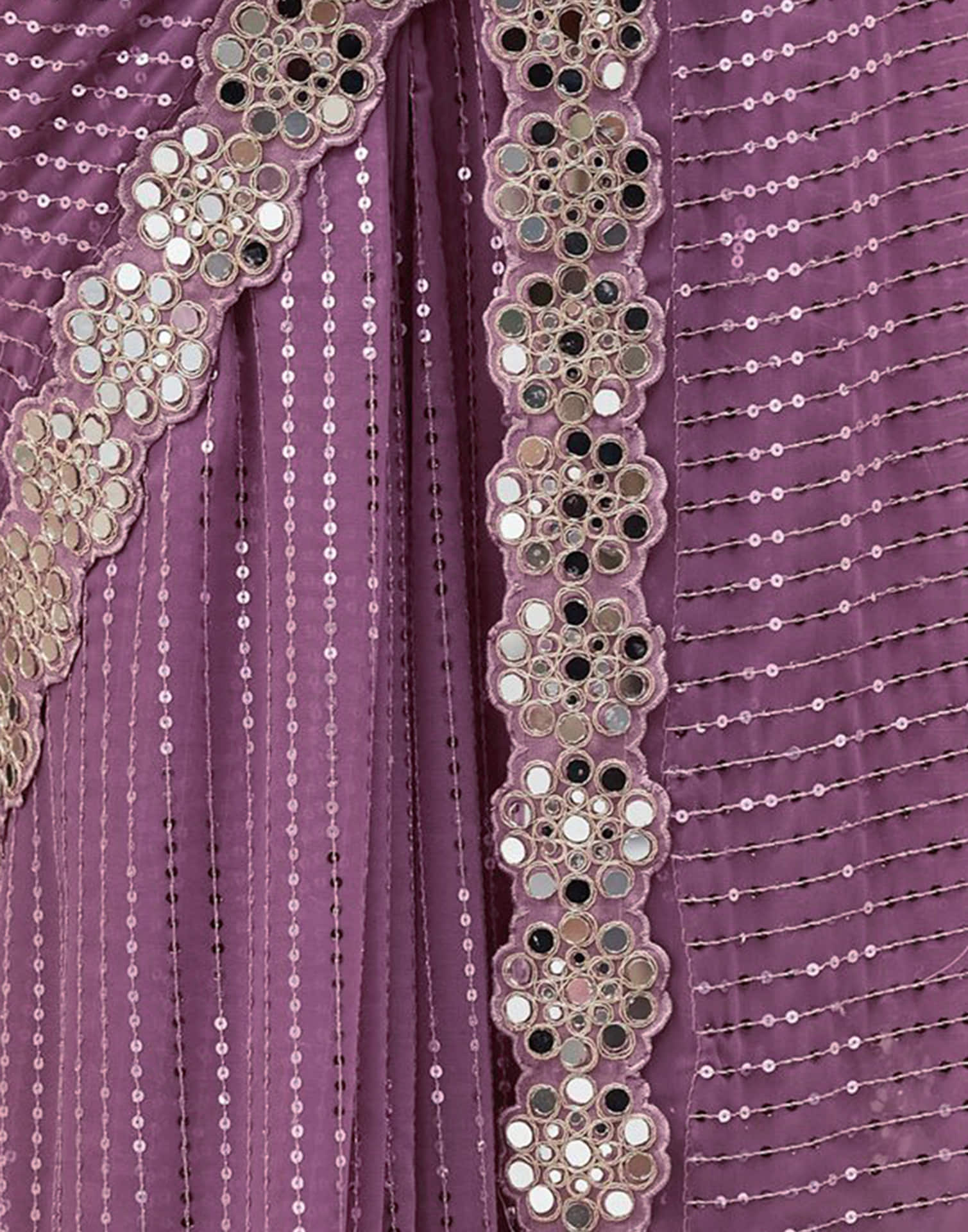 Mauve Georgette Embroidery Sequence Saree