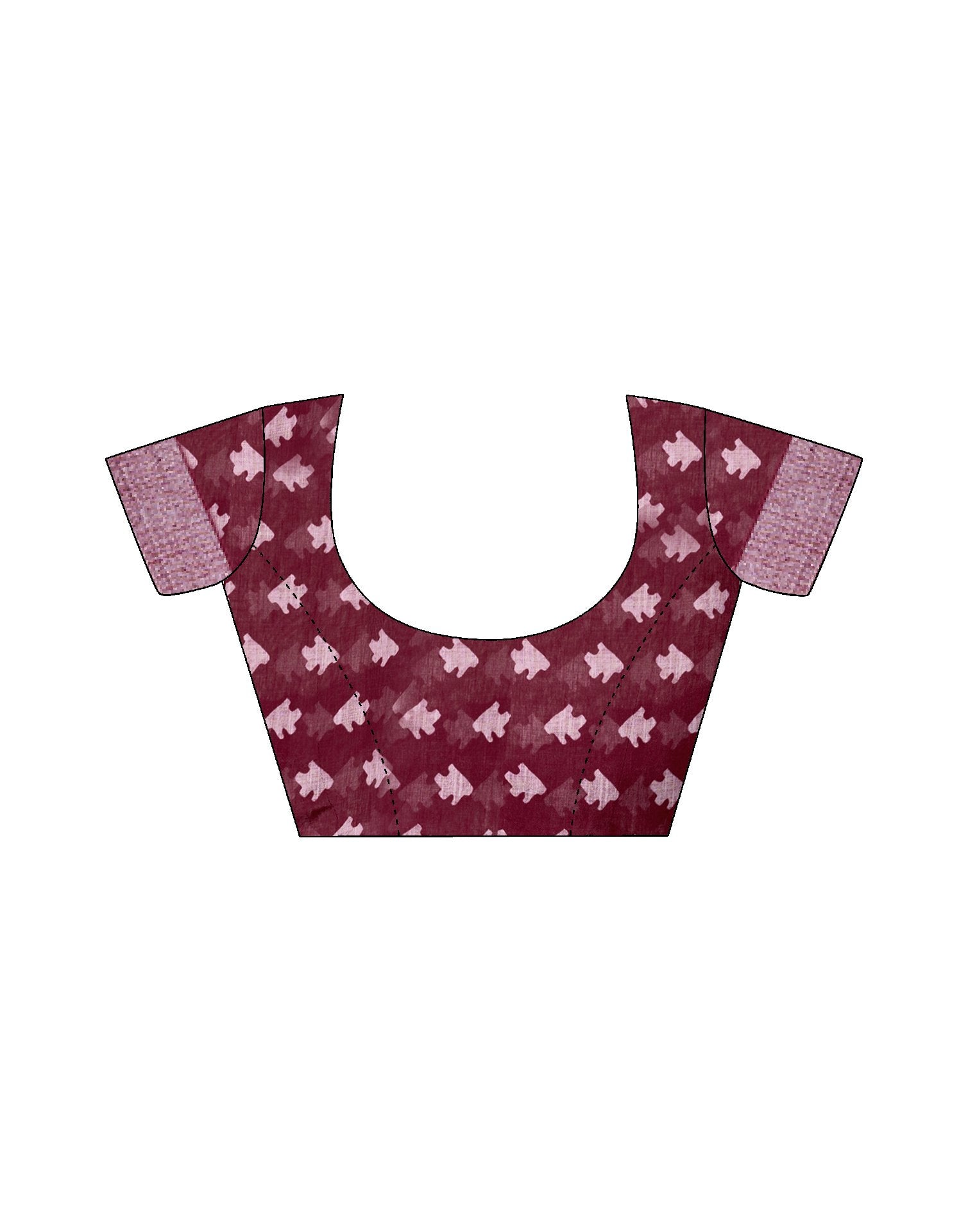Maroon Cotton Linen Printed Saree
