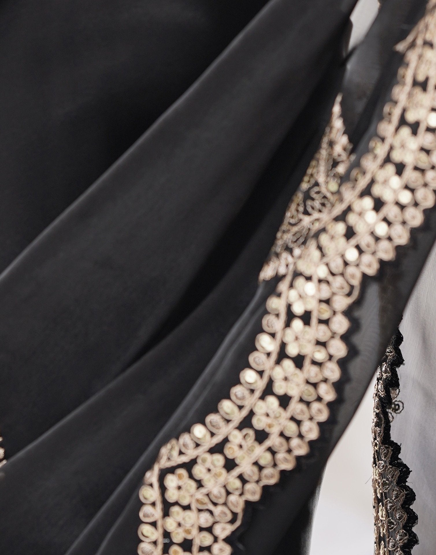 Black Organza Dyed Embellished Saree