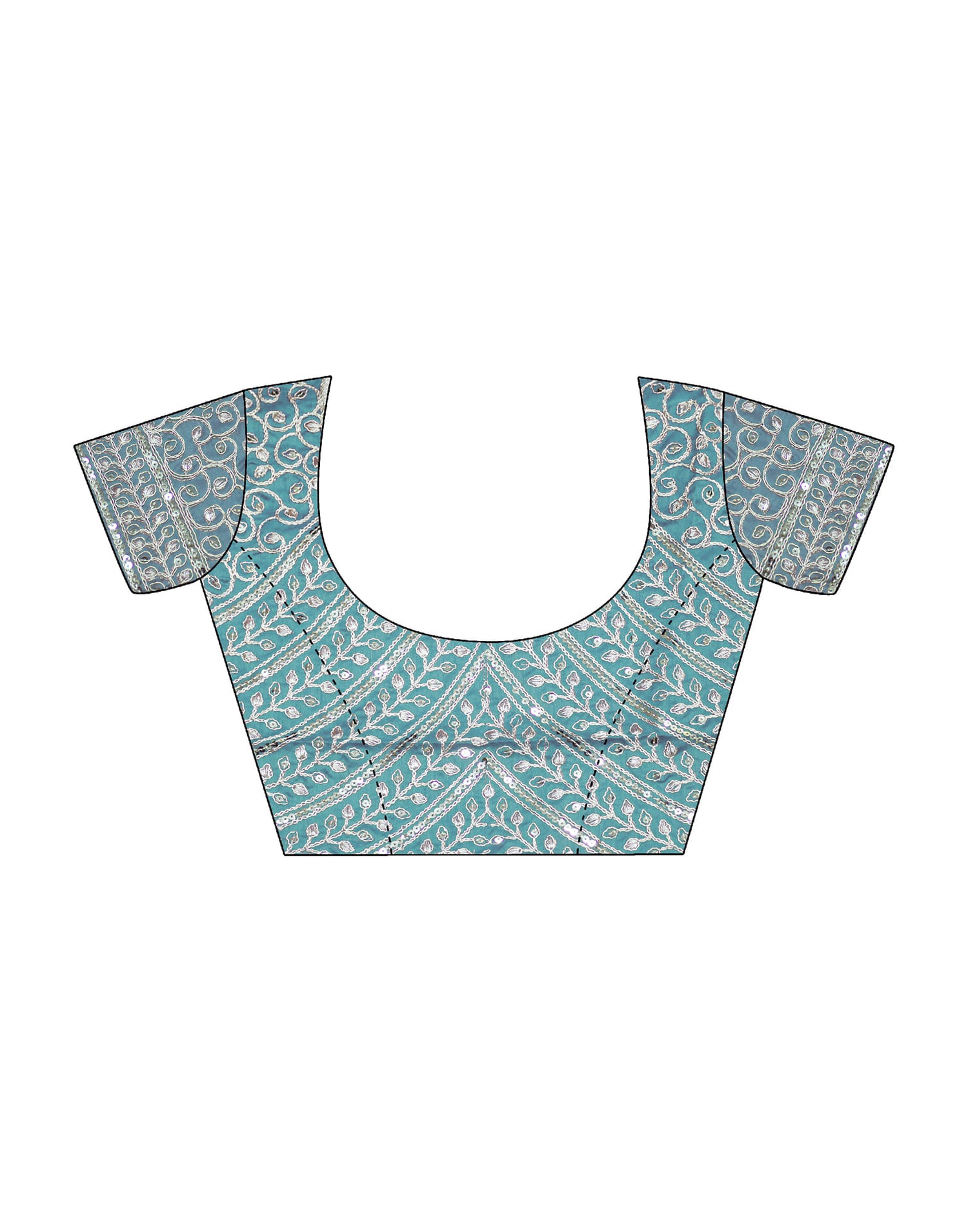 Sky Blue Organza Dyed Embellished Saree