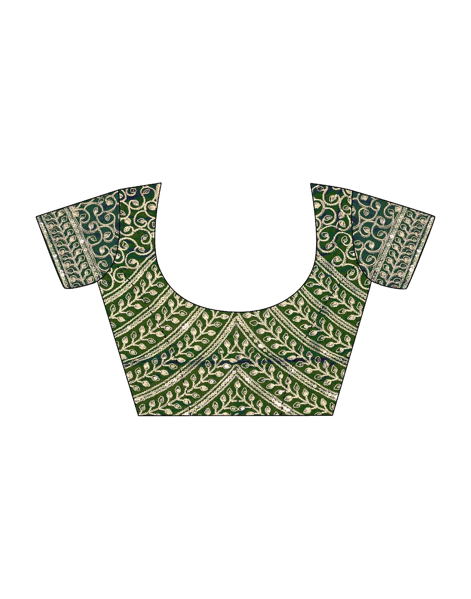 Mehandi Green Tissue Silk Sequence Embroidery Saree