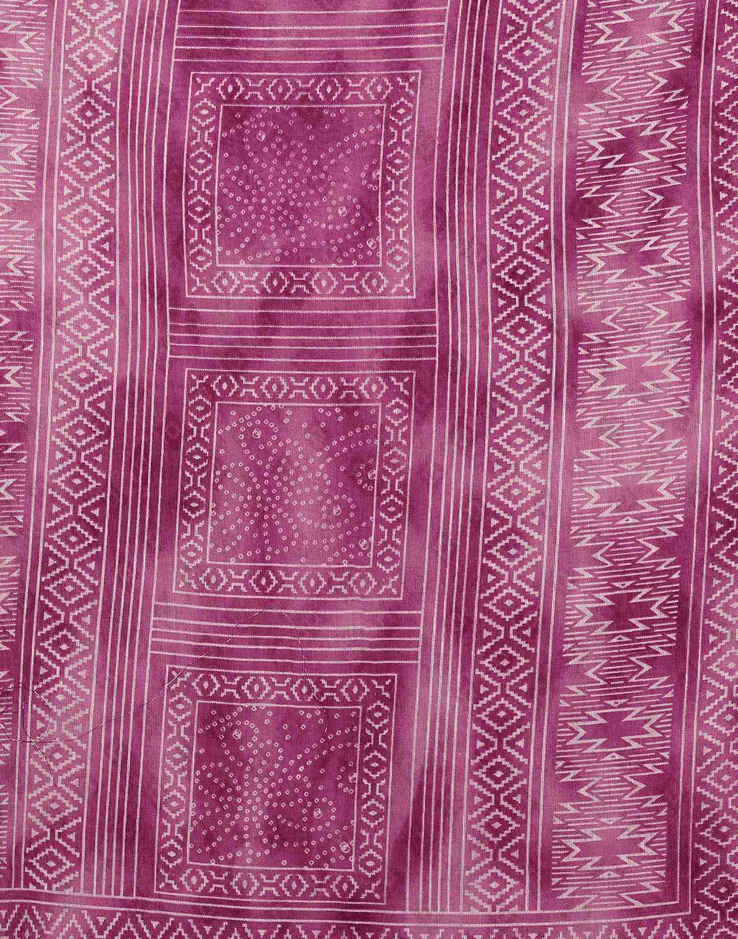 Pink Cotton Linen Bandhani Printed Saree