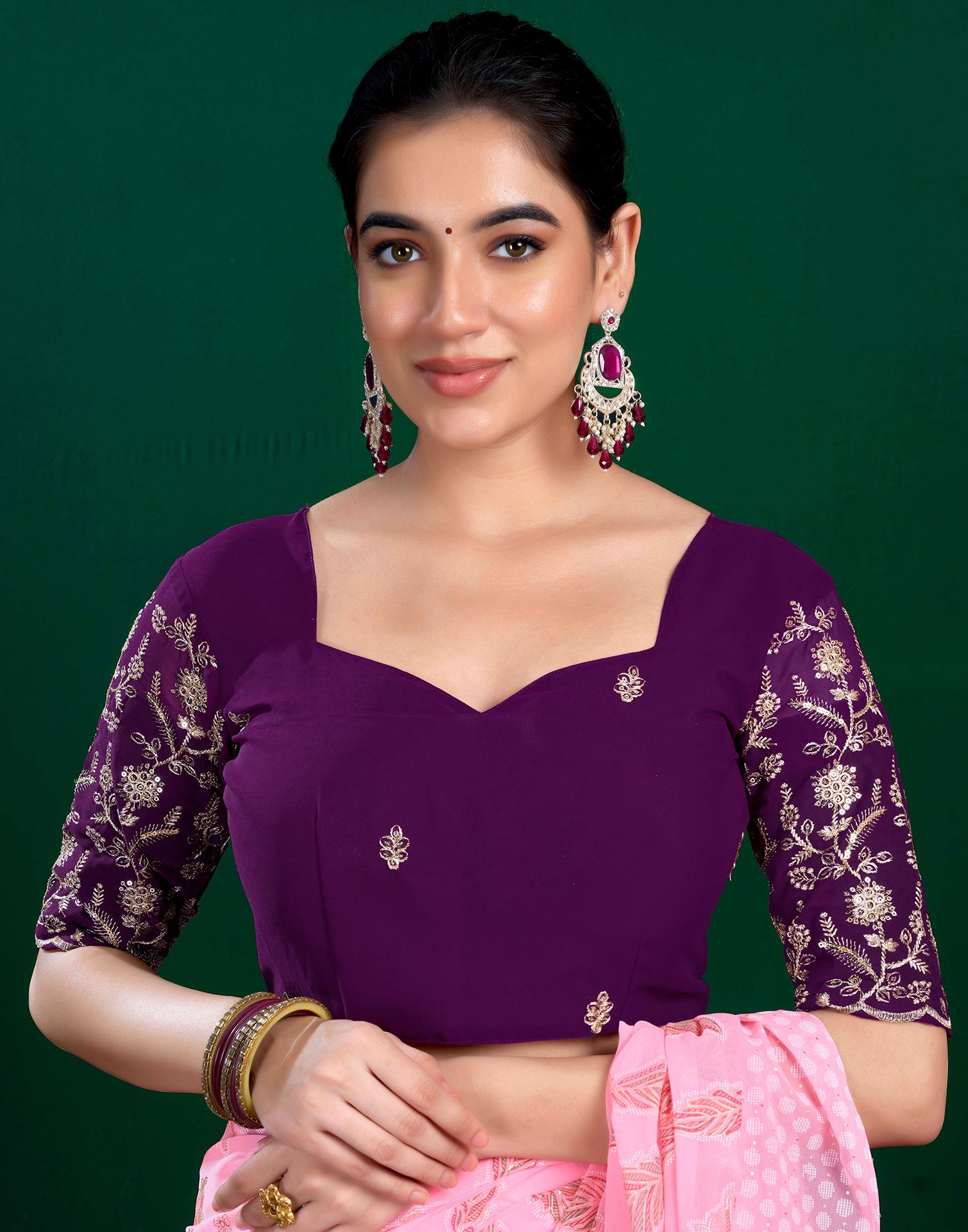 Pink Georgette Printed Saree