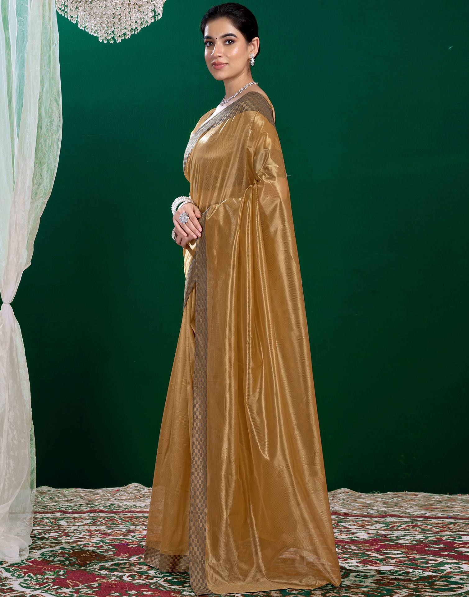 Golden Shimmer Tissue Top Dyed Woven Saree