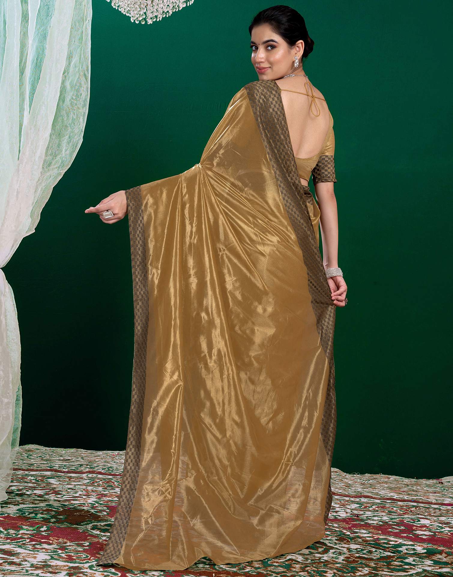 Golden Shimmer Tissue Top Dyed Woven Saree