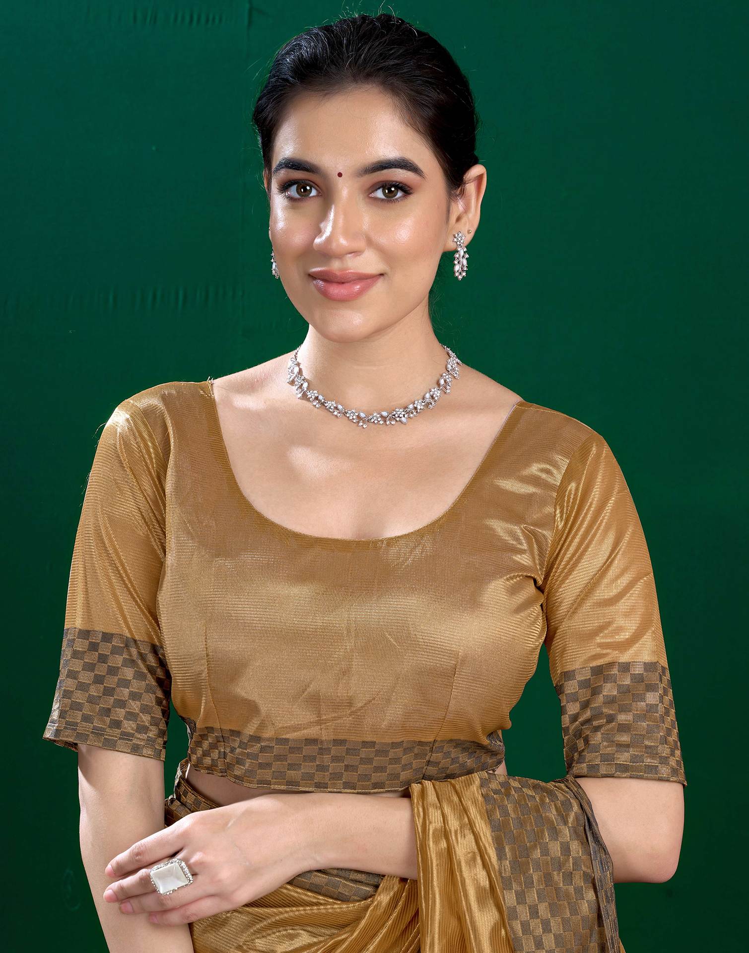 Golden Shimmer Tissue Top Dyed Woven Saree